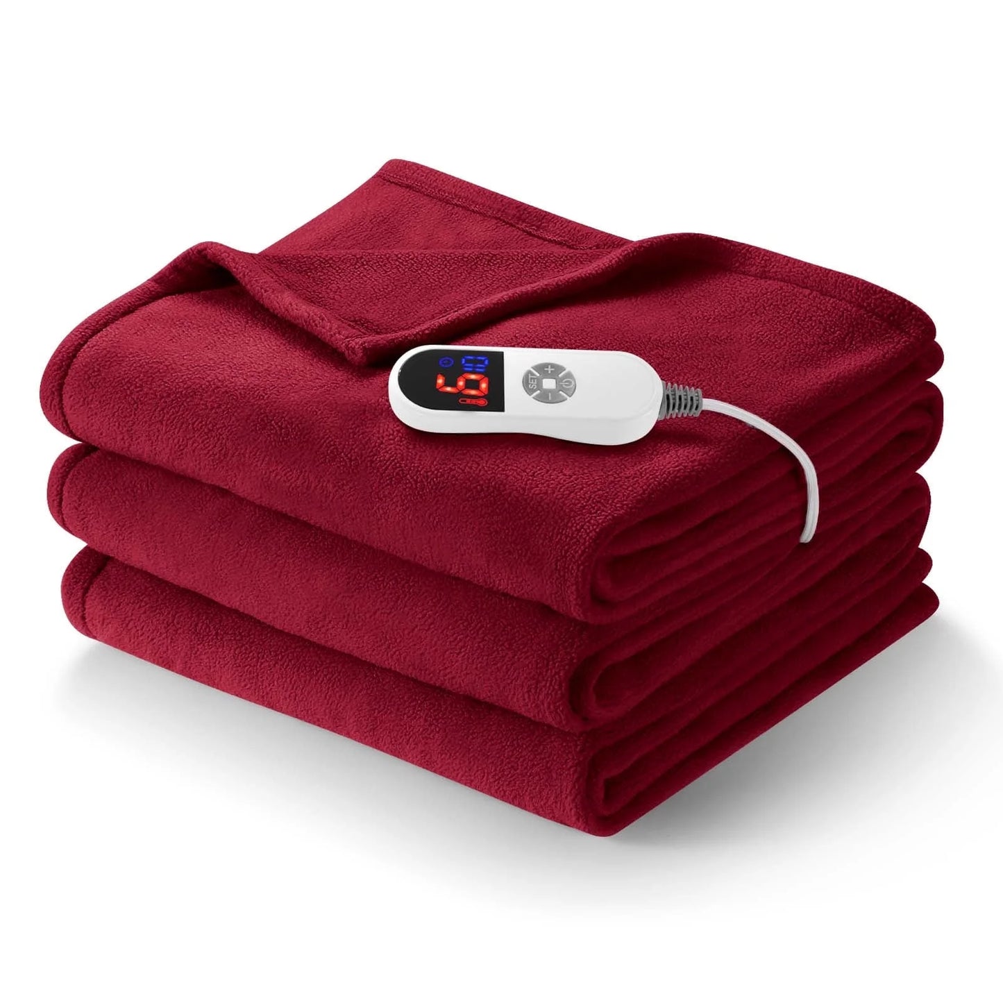 MARNUR Electric Heated Blanket Polar Fleece Full Size 72''x 84'' with 6 Heating Levels 10H Timer Machine Washable - Red