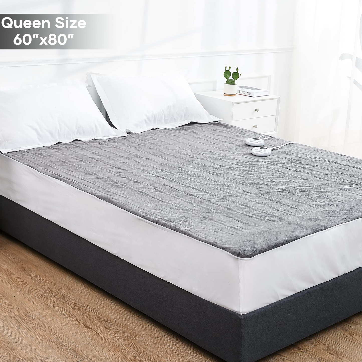 MARNUR Heated Mattress Pad Queen Size 60 '' x80'' with Dual Controllers, 10 Heating Levels, 10H Auto Shut-off, 15" Deep Pocket for Adults