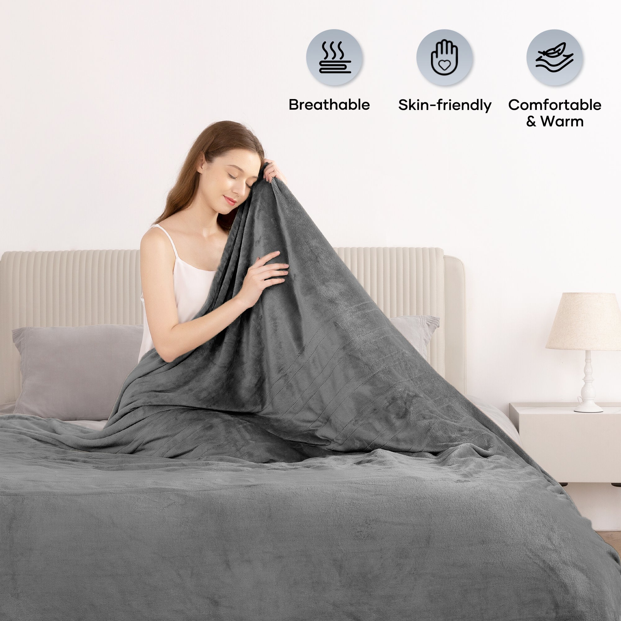 Load image into Gallery viewer, Electric Blanket 72'' x 84'' Full Size Heated Blanket with 6 Heating Levels, 9H Auto-off, Machine Washable - Gray