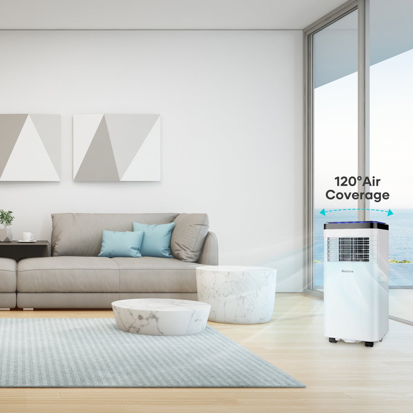 8000 BTU Portable Air Conditioner with Remote Covers up to 350 Sq.ft. White