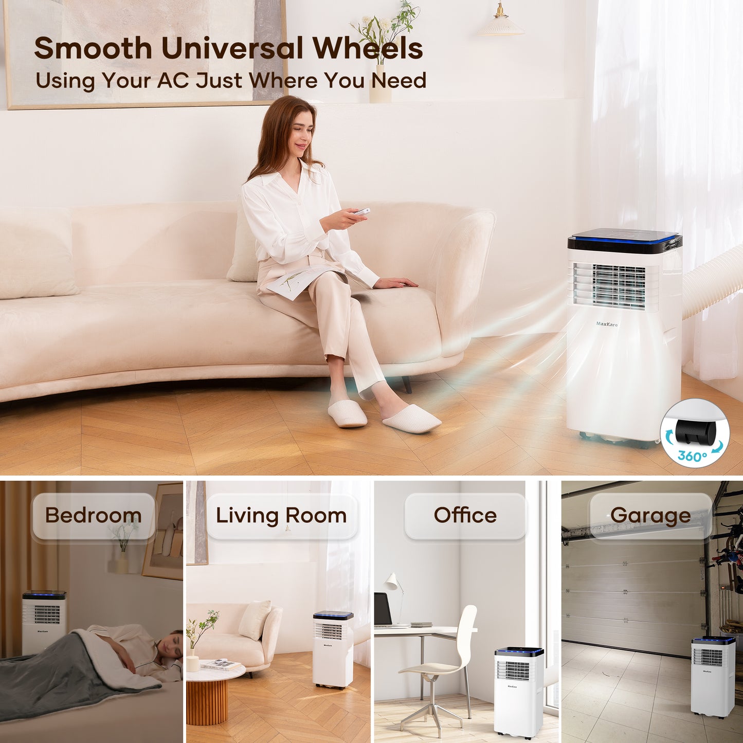 8000 BTU Portable Air Conditioner with Remote Covers up to 350 Sq.ft. White