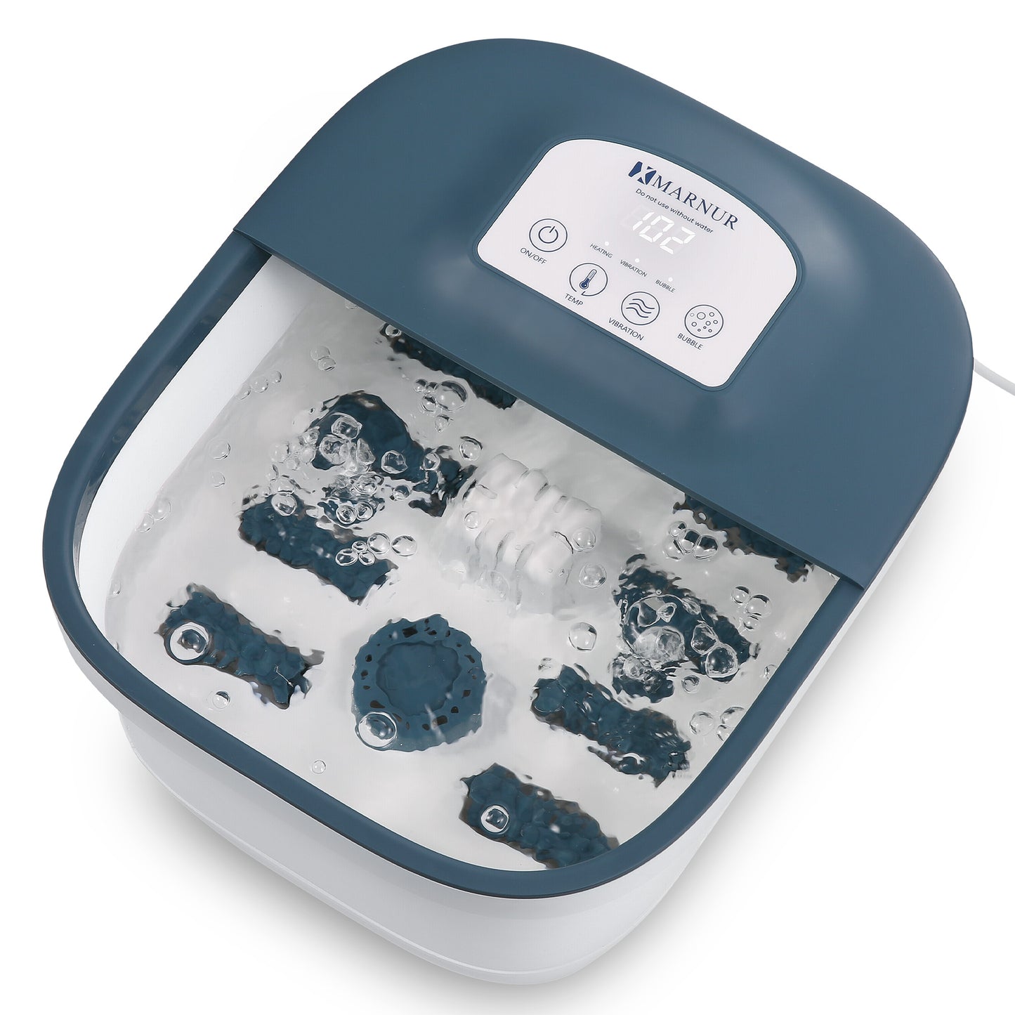 MARNUR Foot Spa Bath Massager with Heat, Rich Bubble, Vibration, Rollers and Lower Noise - Blue