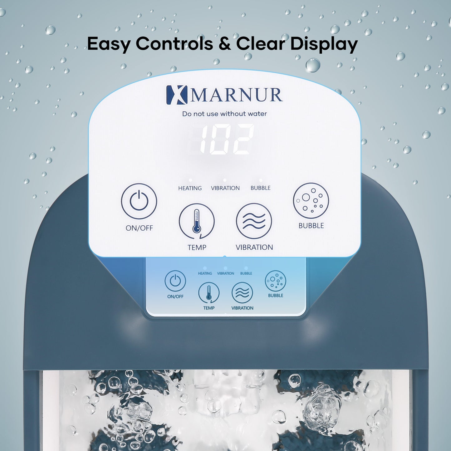 MARNUR Foot Spa Bath Massager with Heat, Rich Bubble, Vibration, Rollers and Lower Noise - Blue
