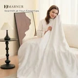 MARNUR 50"x60" Electric Blanket, Soft Faux Fur, 6 Heating Levels, 4-Hour Timer, White