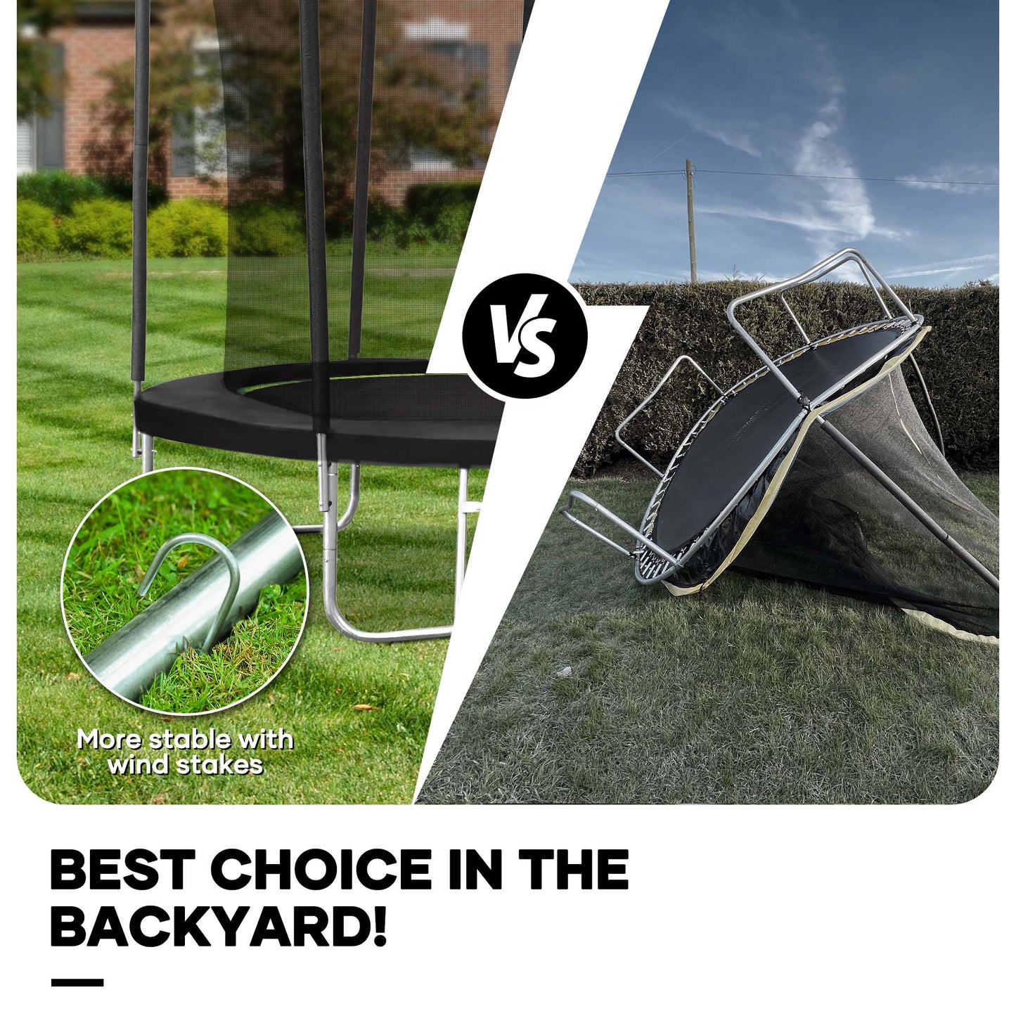 MARNUR 8 FT Trampoline for Kids Outdoor Fitness Trampoline with Enclosure Net, Spring Cover, Ladder for Kids
