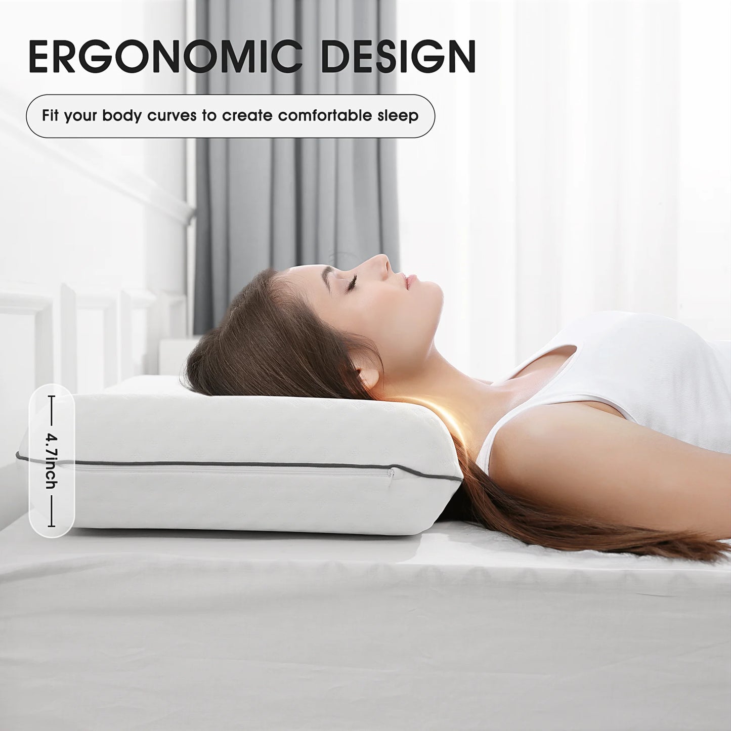 MARNUR Gel Memory Foam Pillow, Standard Size Breathable Cooling Bed Pillow, 2-Pack, for All Age Group