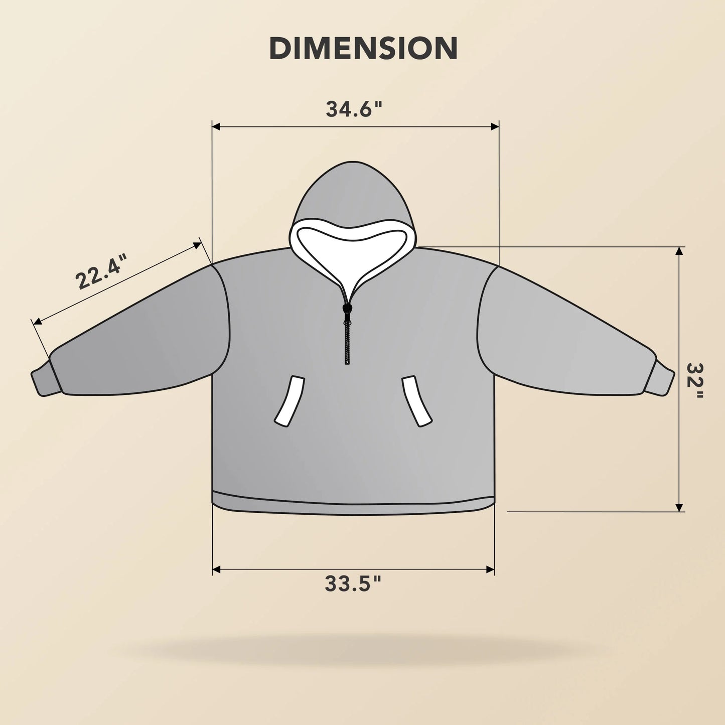 MARNUR Wearable Blanket Hoodie for Men, Women, Flannel and Shu Velvet - Gray
