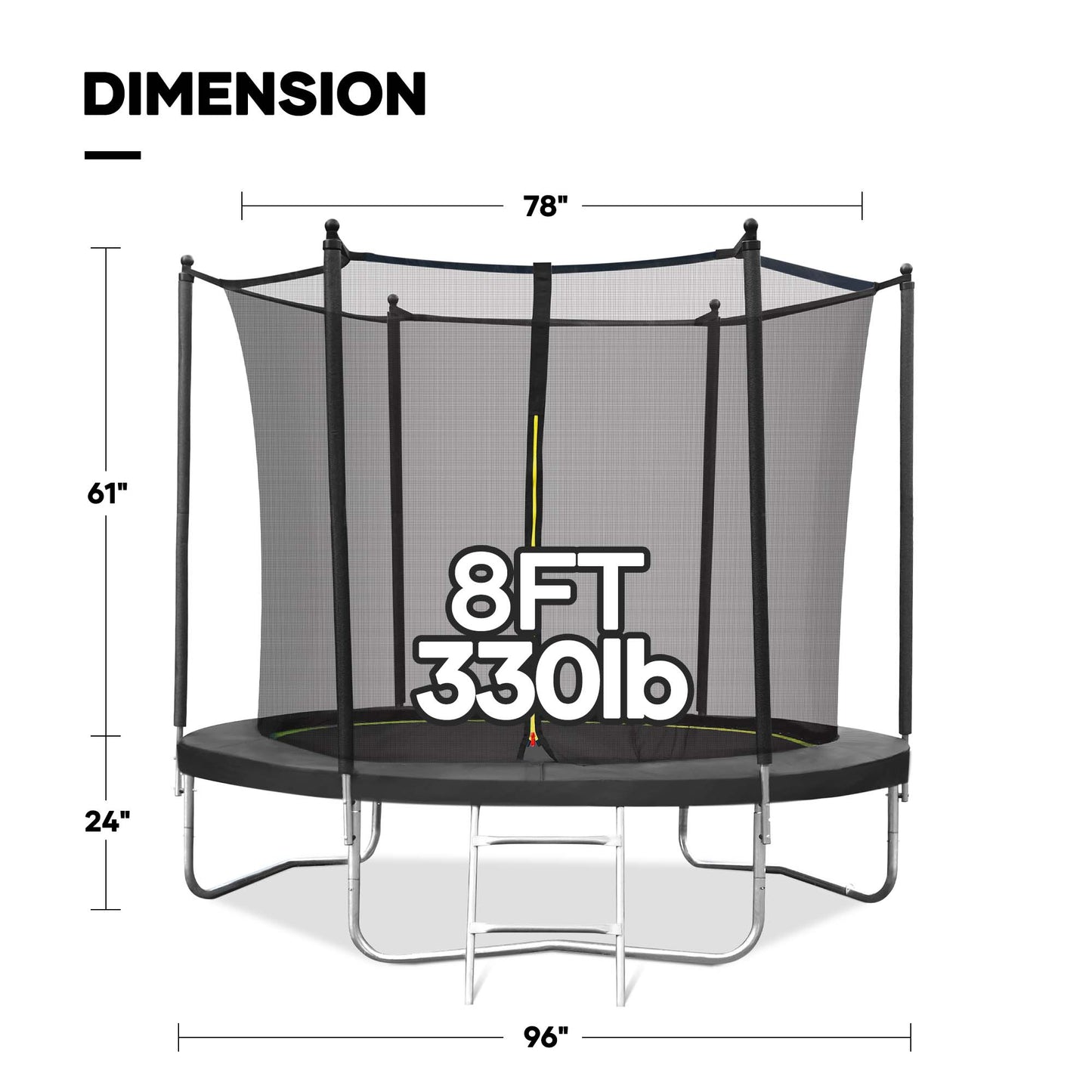 MARNUR 8 FT Trampoline for Kids Outdoor Fitness Trampoline with Enclosure Net, Spring Cover, Ladder for Kids