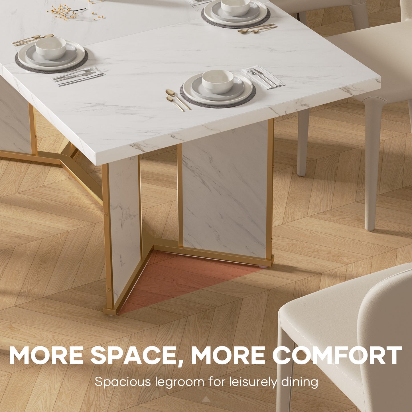 MARNUR 71" Modern Kitchen Rectangular Dining Table for 4-8 Person, Heavy Duty Metal Leg, Faux Marble Top (Only Table)
