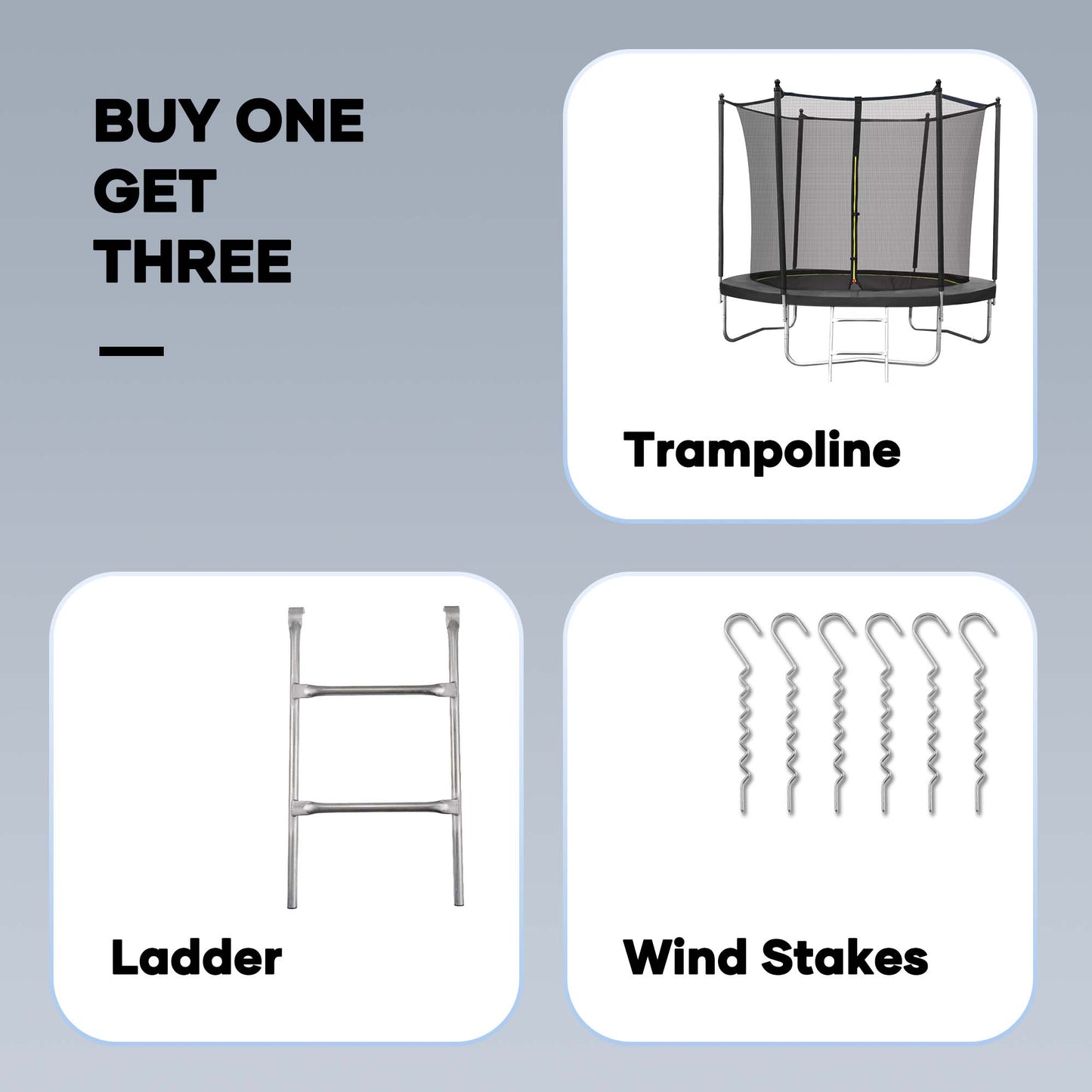 MARNUR 8FT Trampoline for Kids Trampoline with Enclosure Net, Ladder, Wind Stakes, Outdoor 330lbs Weight Capacity