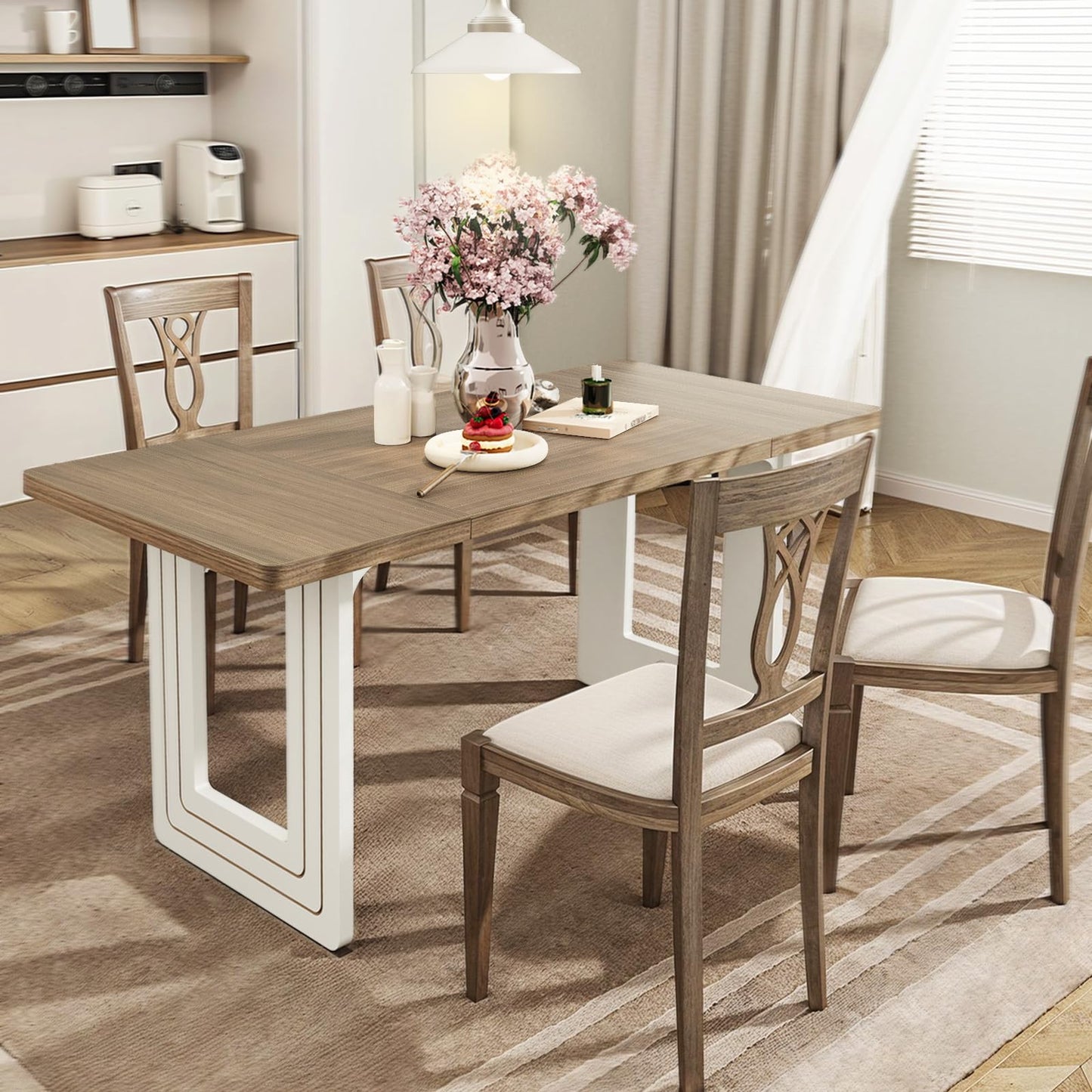MARNUR 63" Modern Dinner Table for 6 People for Kitchen, Dining Room, Living Room