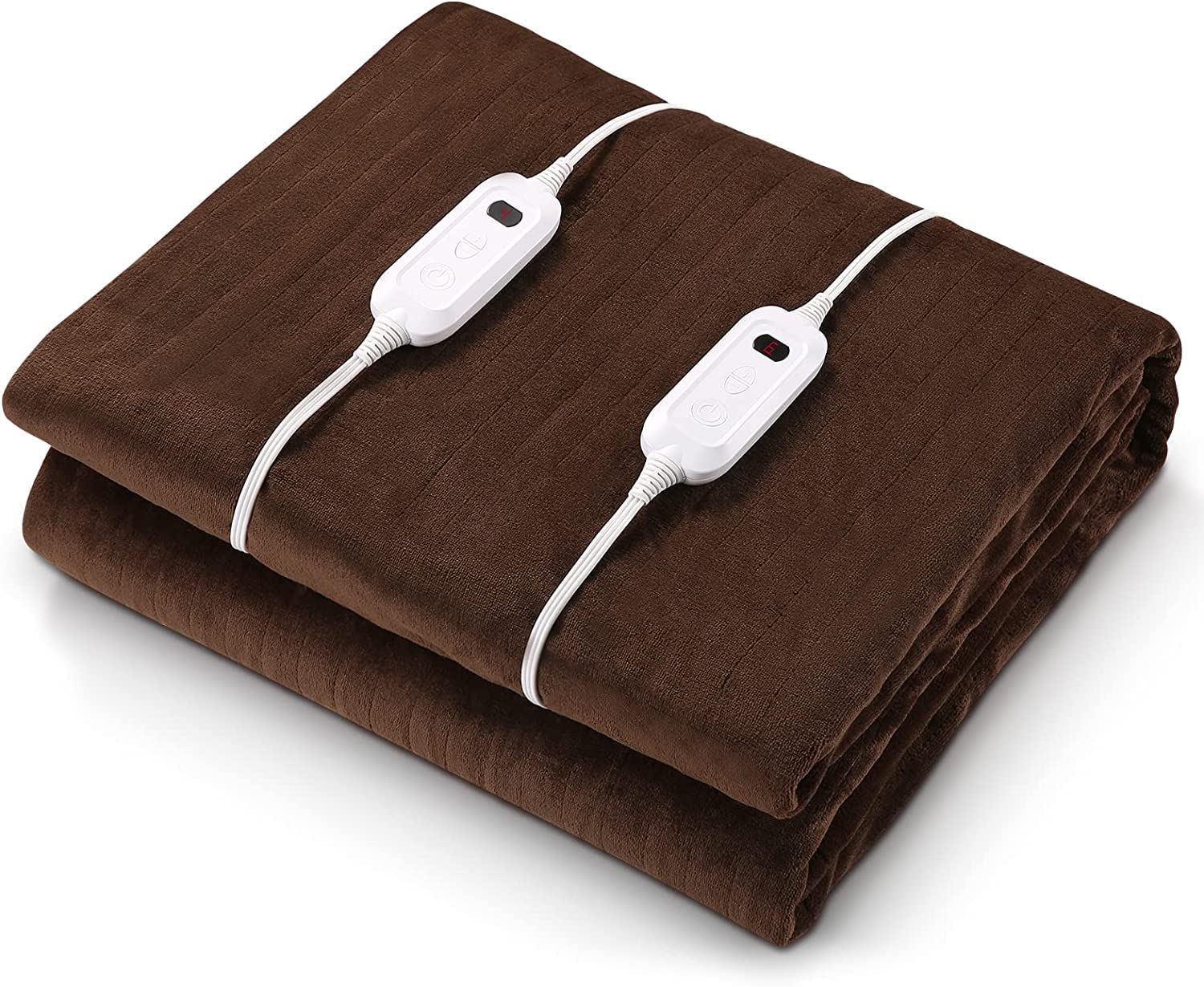 Load image into Gallery viewer, Electric Heated Blanket Electric Heated Throw, Heating Blanket with 6 Heating Levels & 9 Hours Auto-Off Time Setting, Soft Cozy Flannel Washable Blanket with Fast Heating, 84 x 90 Inches, Brown