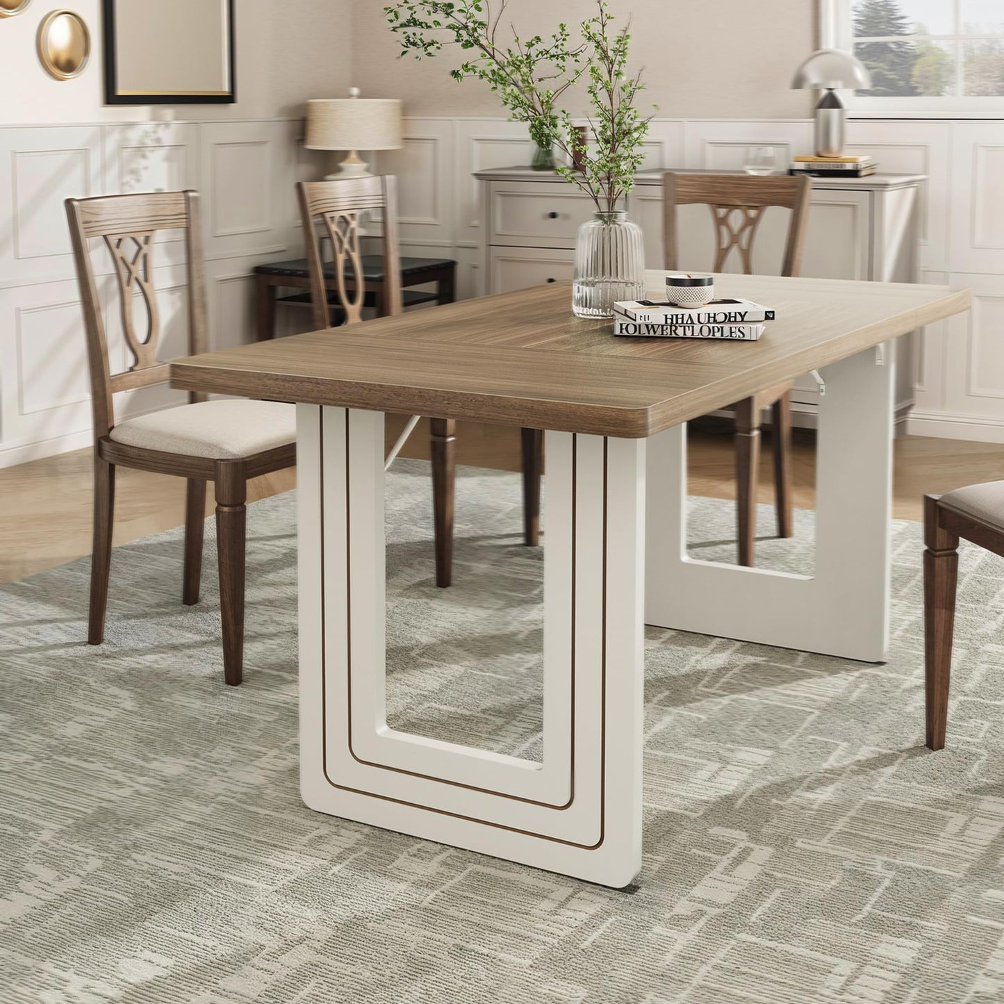 MARNUR 63" Modern Dinner Table for 6 People for Kitchen, Dining Room, Living Room