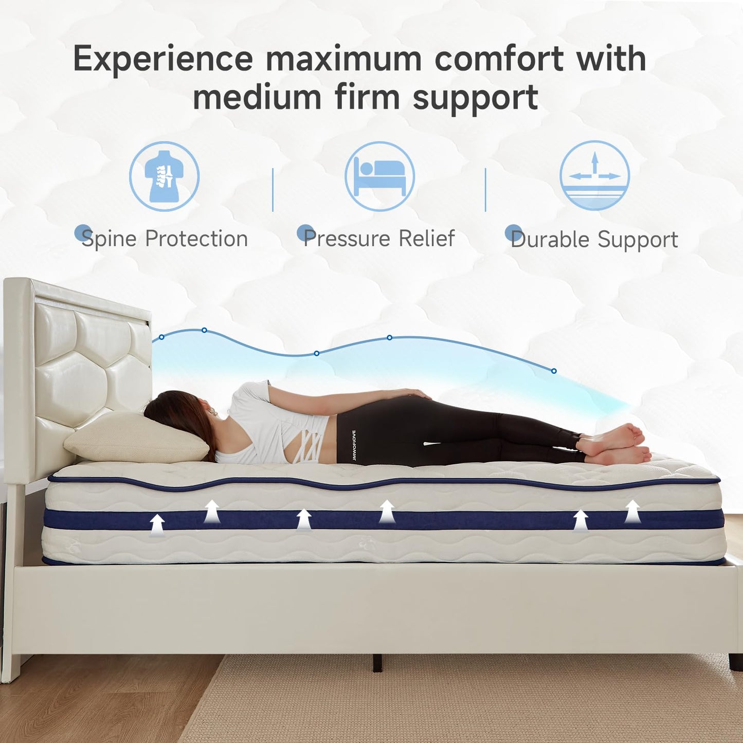 MARNUR Twin Mattress,10" Gel Memory Foam Hybrid Mattress in a Box with Motion Isolation, Pressure Relief, Medium Firm