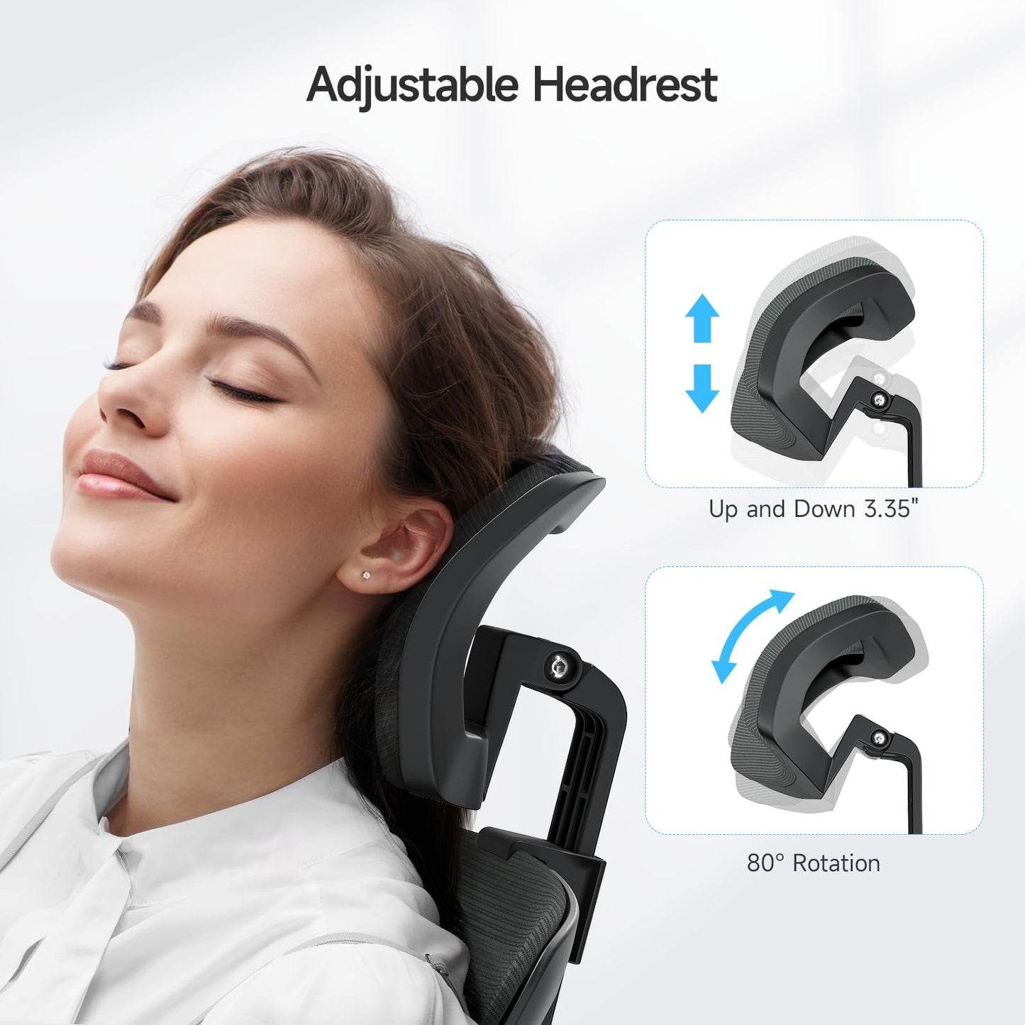 MARNUR Ergonomic Mesh Office Chair with Large Seat, High Back Office Chair with Tilt Lock Function, 2D Headrest, Adjustable Lumbar Support, Gray