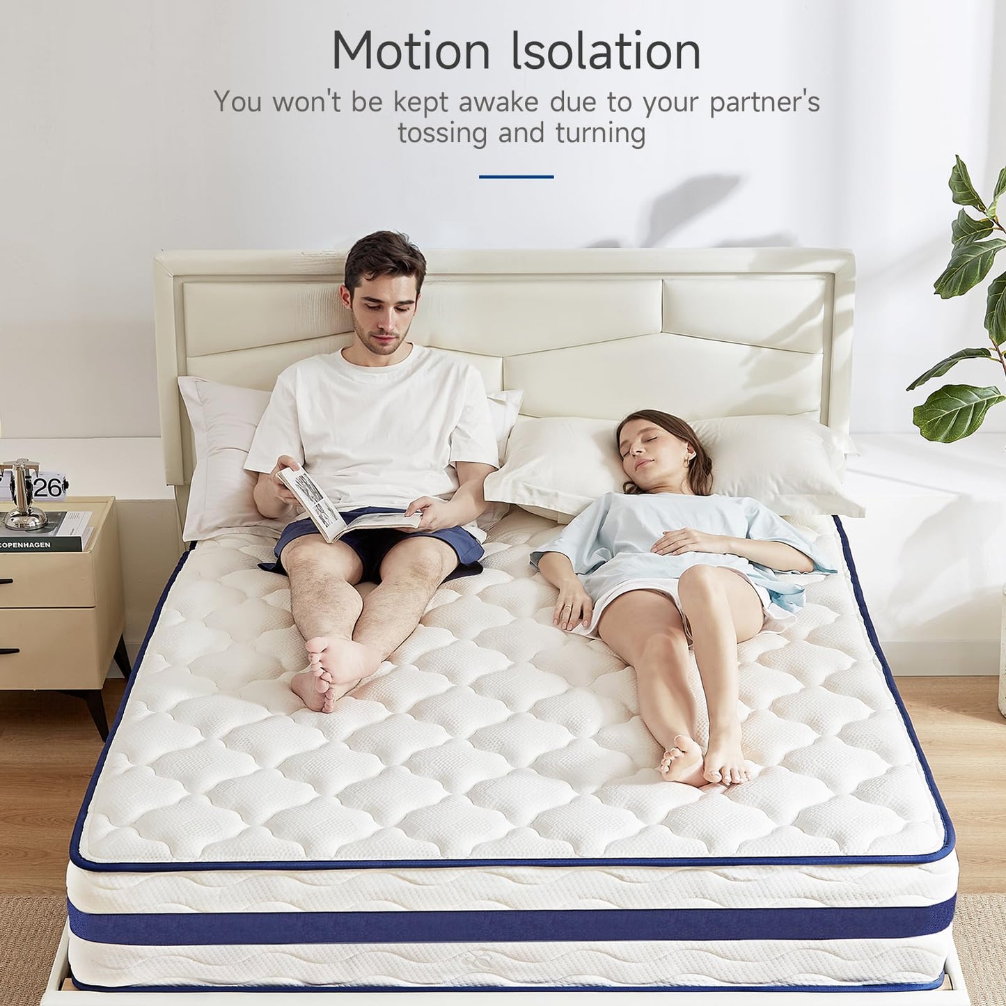 MARNUR Twin Mattress,10" Gel Memory Foam Hybrid Mattress in a Box with Motion Isolation, Pressure Relief, Medium Firm