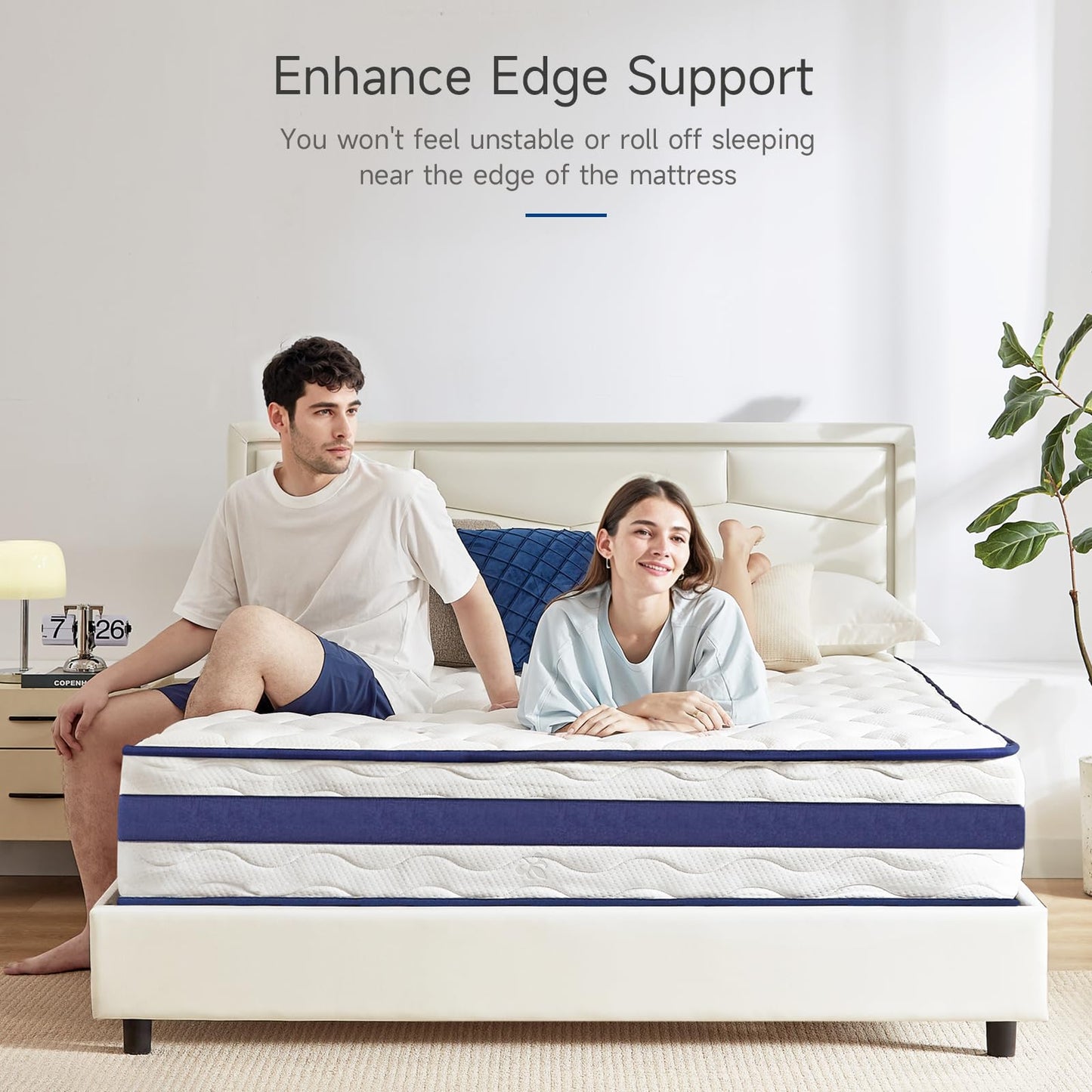 MARNUR Twin Mattress,10" Gel Memory Foam Hybrid Mattress in a Box with Motion Isolation, Pressure Relief, Medium Firm