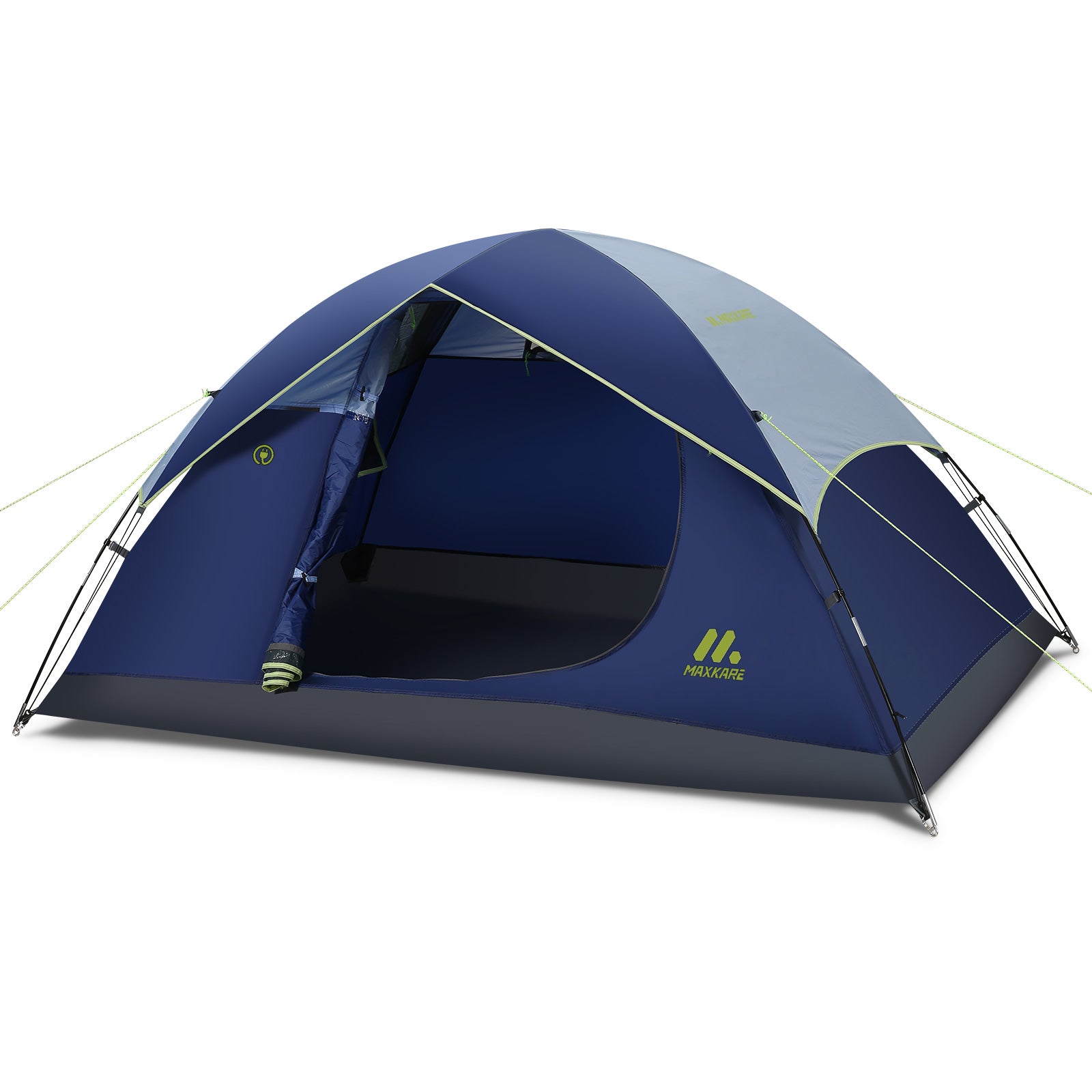 Load image into Gallery viewer, Dome Tent 2 Person Camp Tent with Porch, Rainfly, Easy Set Up for Camping, Backpacking & Hiking, Fishing Outdoor - Blue