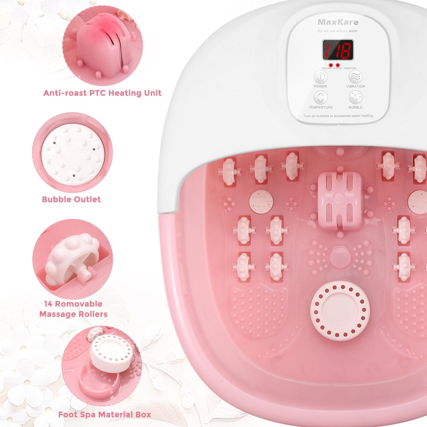 Load image into Gallery viewer, Foot Spa Bath Massager with Heat Bubbles Vibration and 14 Massage Rollers, Rapid Heating Technology for Home Office Use