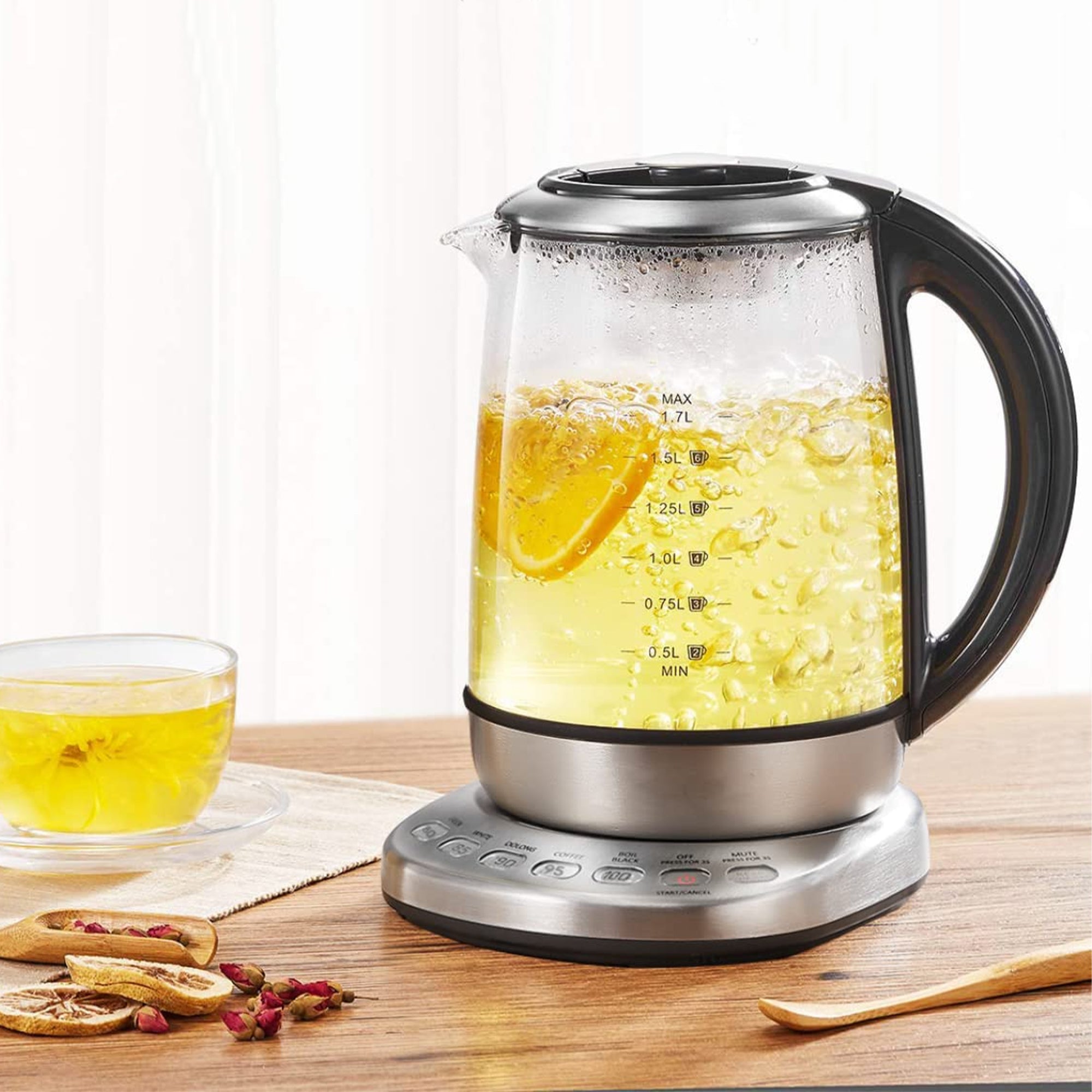 1.7L Stainless Steel Electric Tea Kettle, BPA-Free Hot Water