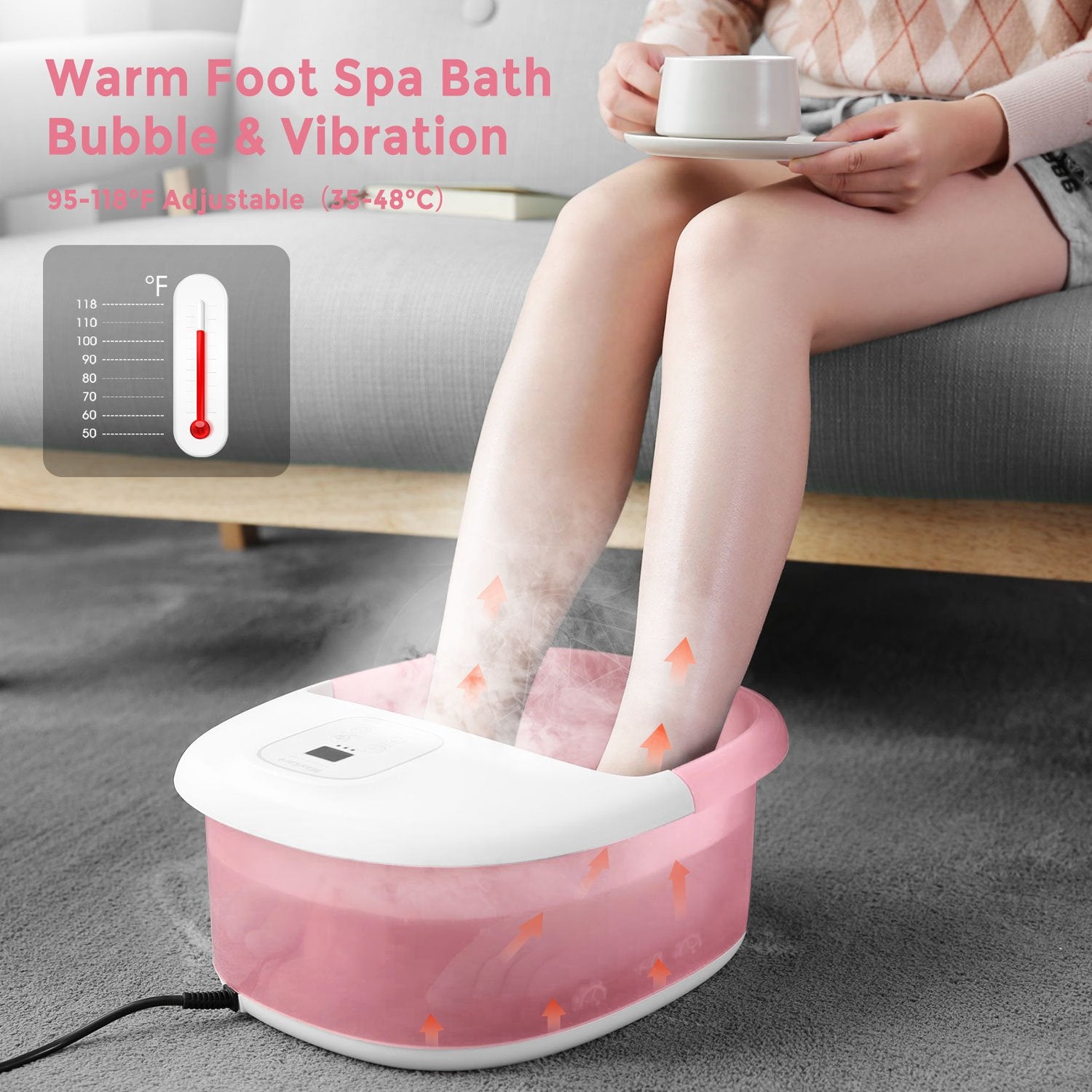 Load image into Gallery viewer, Foot Spa Bath Massager with Heat Bubbles Vibration and 14 Massage Rollers, Rapid Heating Technology for Home Office Use