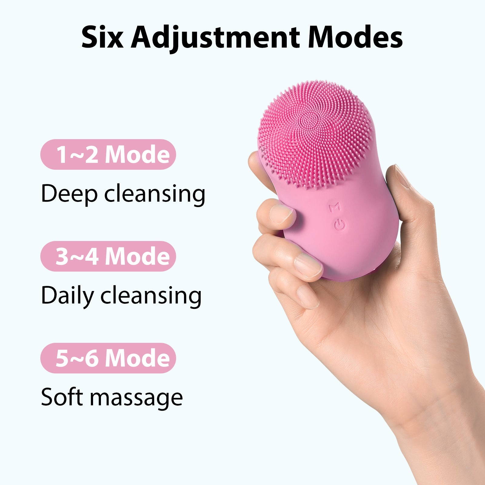 Load image into Gallery viewer, Facial Cleansing Brush, Soft Silicone, Ultrasonic Waterproof Face Cleansing Massager, 6 Function Modes with Rotating Magnetic Beads for Deep Cleansing Exfoliating, Rechargeable and Portable, Pink