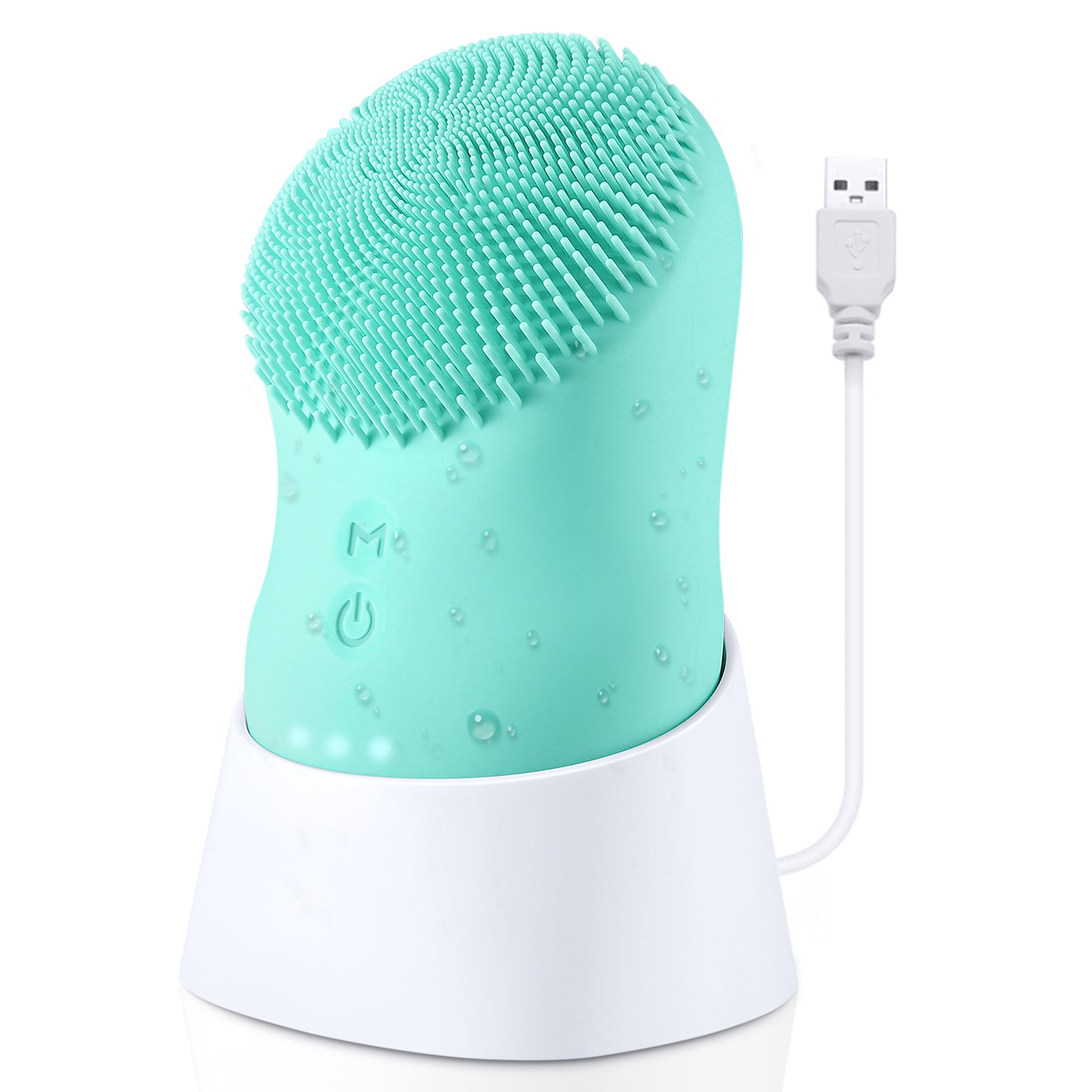 Load image into Gallery viewer, Facial Cleansing Brush, Soft Silicone, Ultrasonic Waterproof Face Cleansing Massager, 6 Function Modes with Rotating Magnetic Beads for Deep Cleansing Exfoliating, Rechargeable and Portable, Cyan