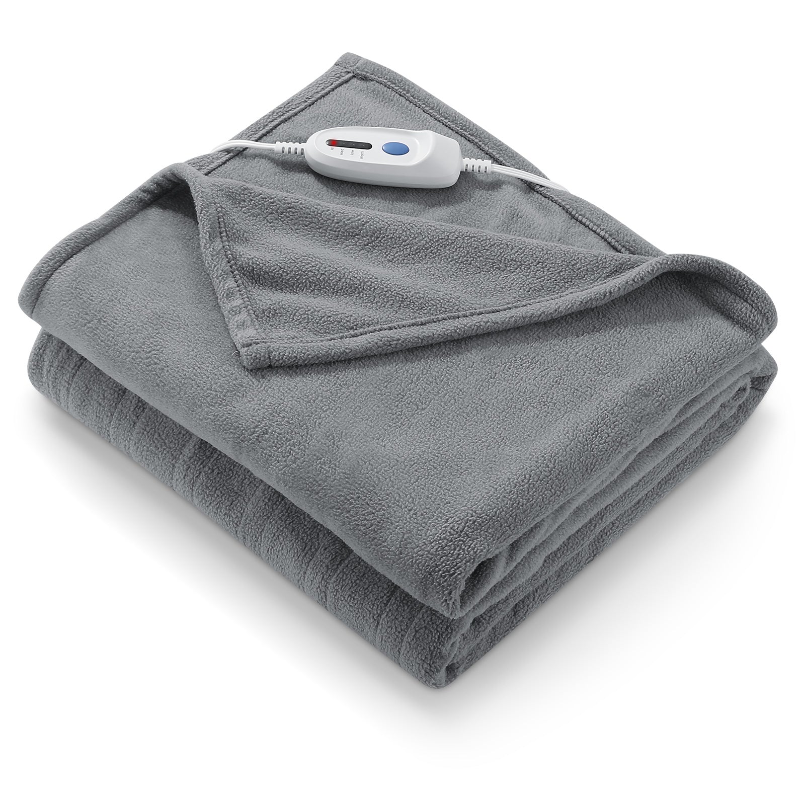 Load image into Gallery viewer, Electric Heated Blanket Twin Size 62'' x 84'' Polar Fleece with Auto-Off 4 Temperature Settings Overheat Protection - Gray