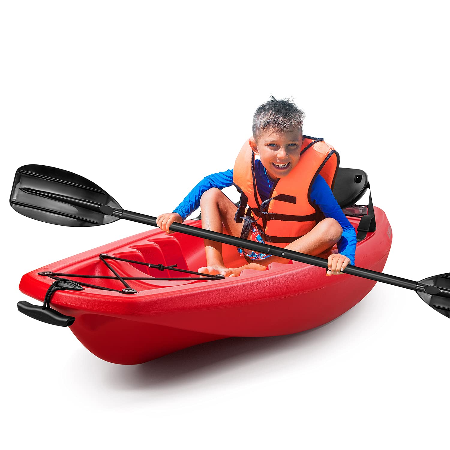 Load image into Gallery viewer, Kids Kayak Youth Kayak with Paddle Weight Capacity of 121 lbs Foldable Back Rest Cup Holders Storage Hatches