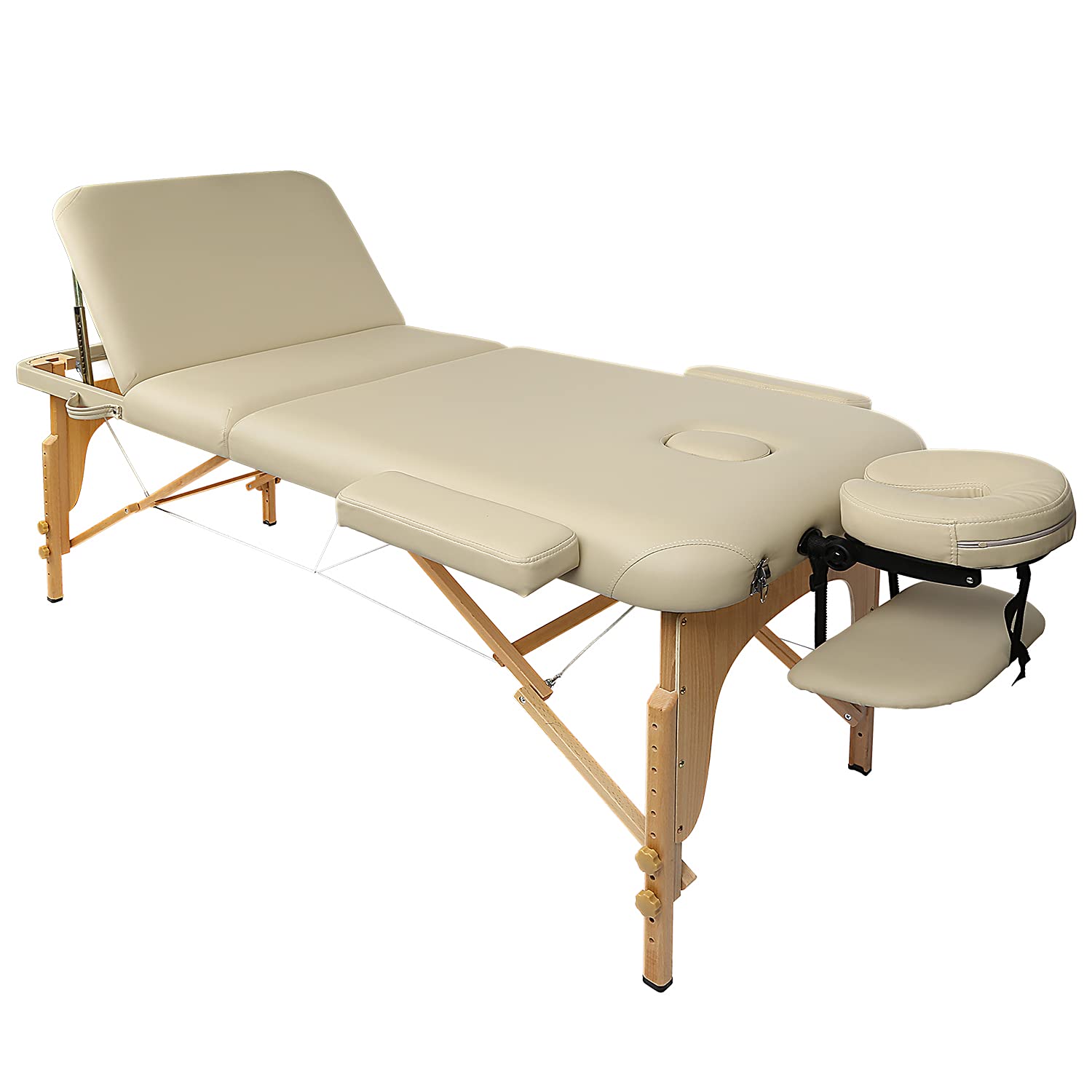 Load image into Gallery viewer, Massage Table Portable Massage Bed Lash Bed with Carrying Bag, Spa, Salon, Lash, Facial Bed Treatment Height Adjustable with Head- & Armrest 3-Fold (White)