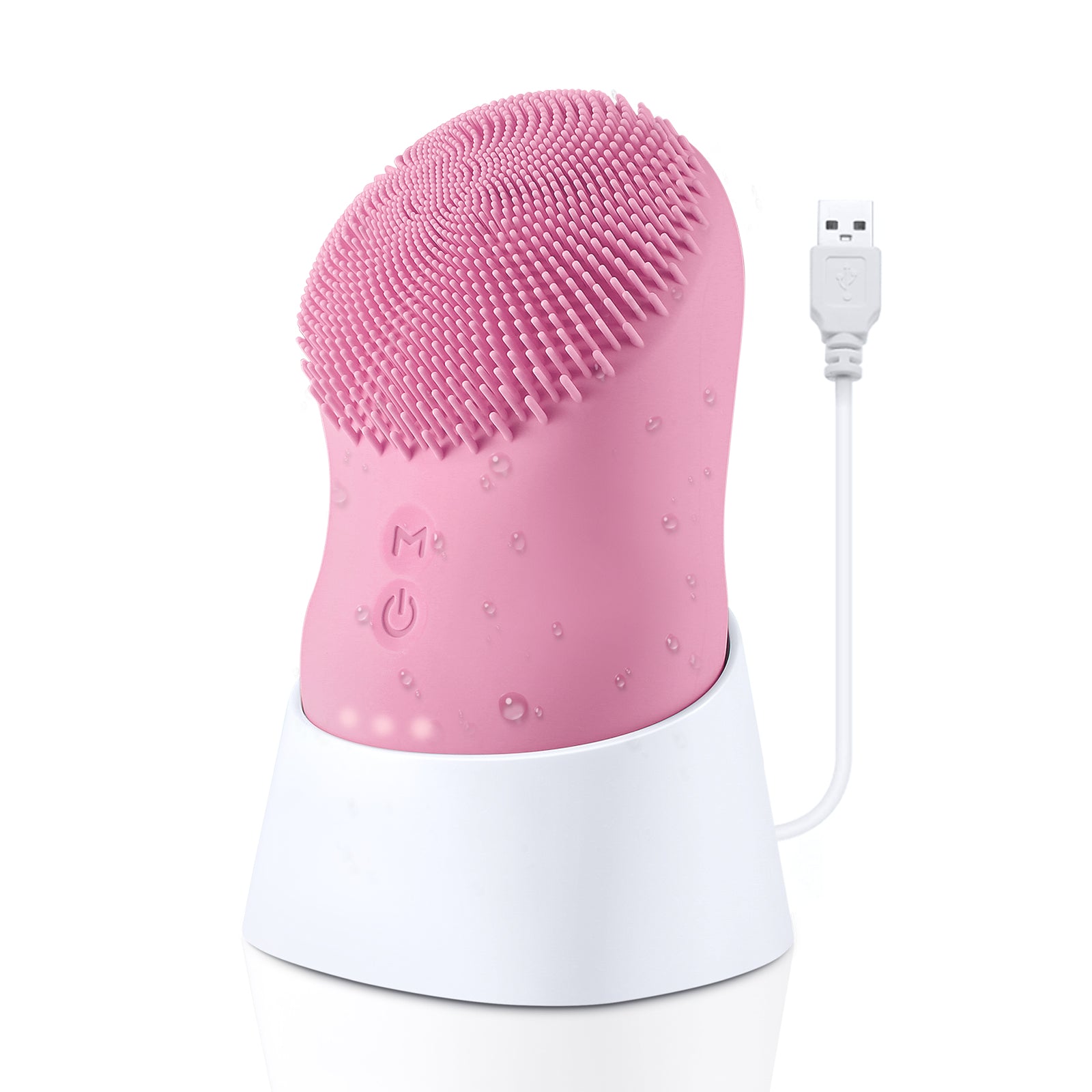 Load image into Gallery viewer, Facial Cleansing Brush, Soft Silicone, Ultrasonic Waterproof Face Cleansing Massager, 6 Function Modes with Rotating Magnetic Beads for Deep Cleansing Exfoliating, Rechargeable and Portable, Pink