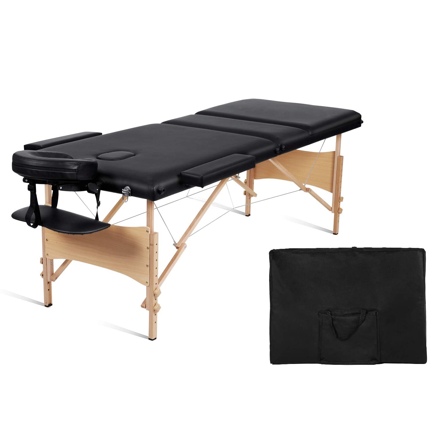 Load image into Gallery viewer, Massage Table Massage Bed Lash Bed Professional Portable Facial Bed SPA Bed Treatment Table 3 Fold Height Adjustable with Carrying Bag(Black)