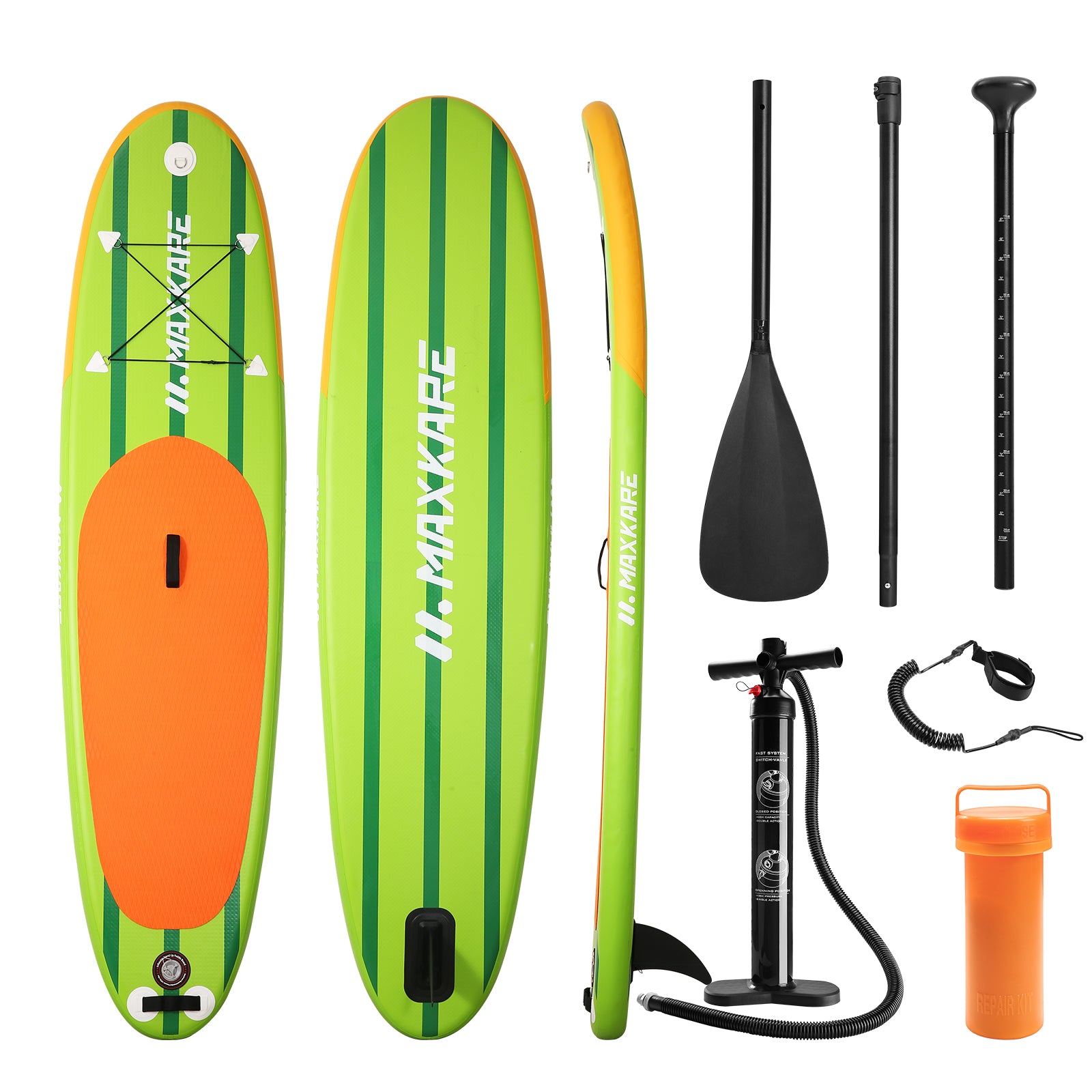 Load image into Gallery viewer, Inflatable Paddle Board Stand Up Paddle Board 112*28*4 Inch with Paddle, Leash, Carrying Bag, for Paddling, Surfing, Fishing, Yoga for Adults & Youth & Kids - Green
