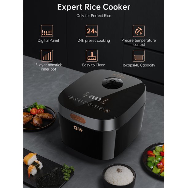 Load image into Gallery viewer, Rice Cooker,Intelligent Digital Slow Cooker with 8 Preset Menus,24H Delay Timer and Auto Warmer,16Cup(cooked)/4L Stainless Black