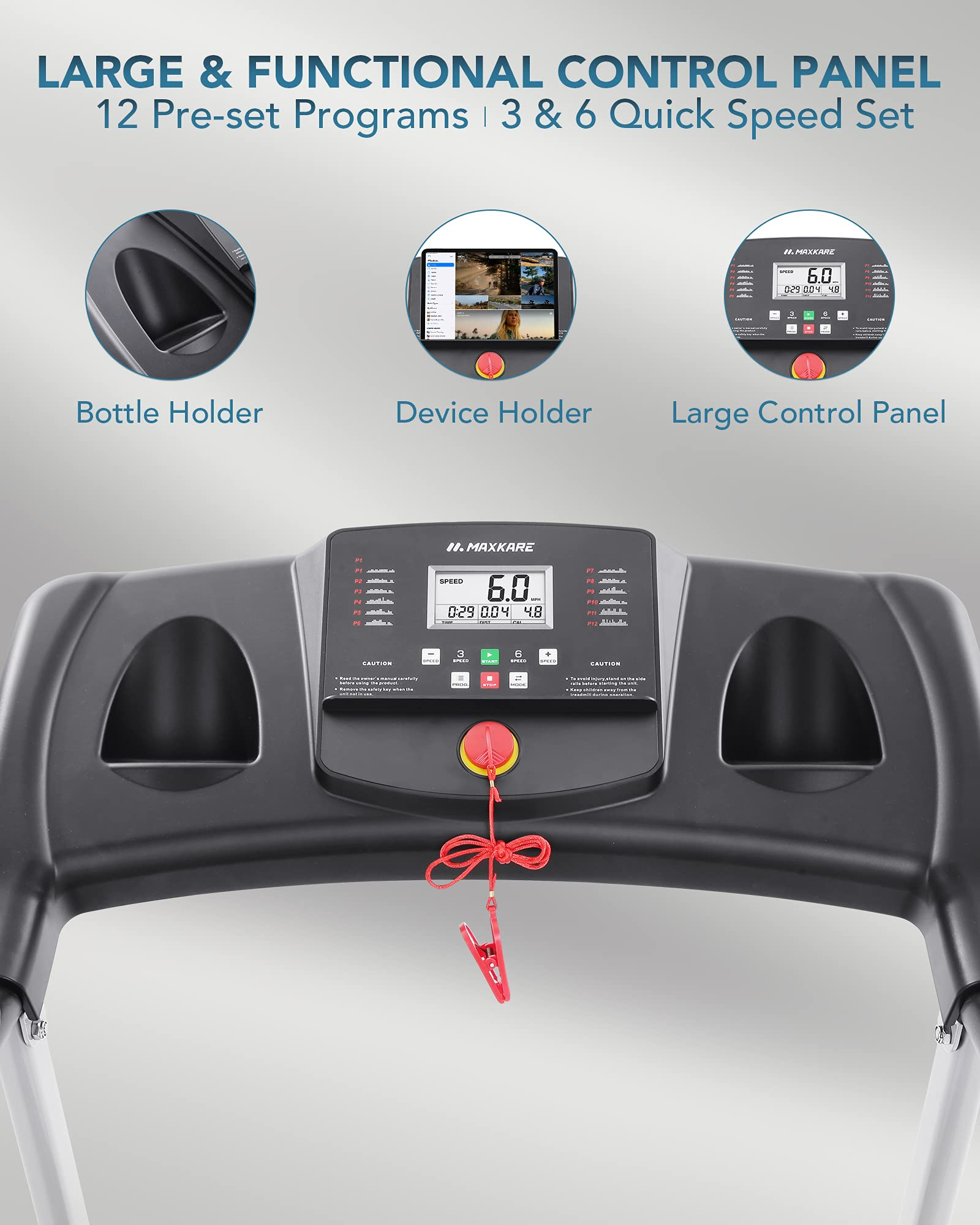 Load image into Gallery viewer, Foldable Treadmill Electric Treadmill Running Machine 17" Wide 3 Levels Manual Incline 1.5 HP Power 12 Preset Program Max Speed 7.5MPH with Large Display & Cup Holder for Home &Gym