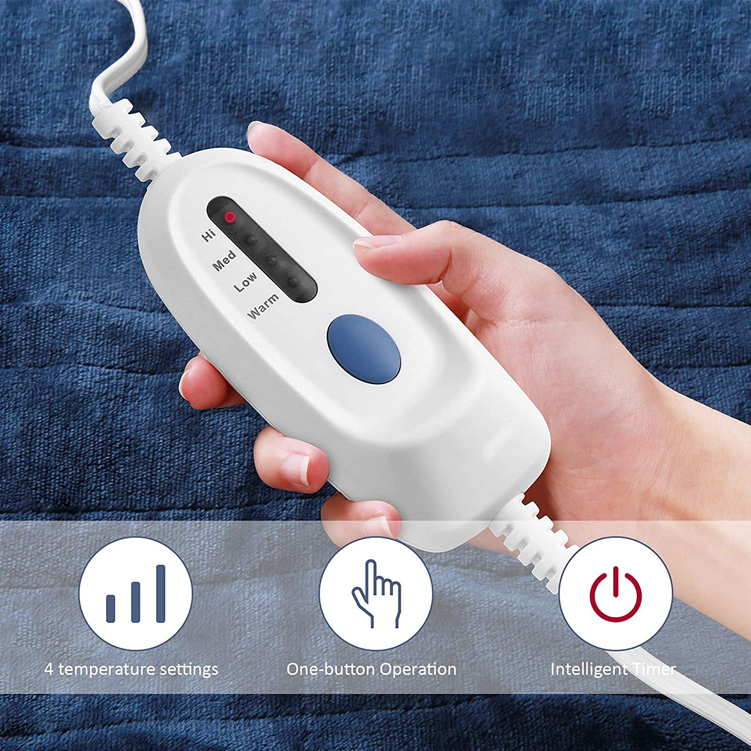 Load image into Gallery viewer, Electric Blanket Oversized 62" x 84" Twin with 3 Heating Levels & 8 Hours Auto Off Fast Heating ETL Certification, Soft Flannel Home Use, Washable
