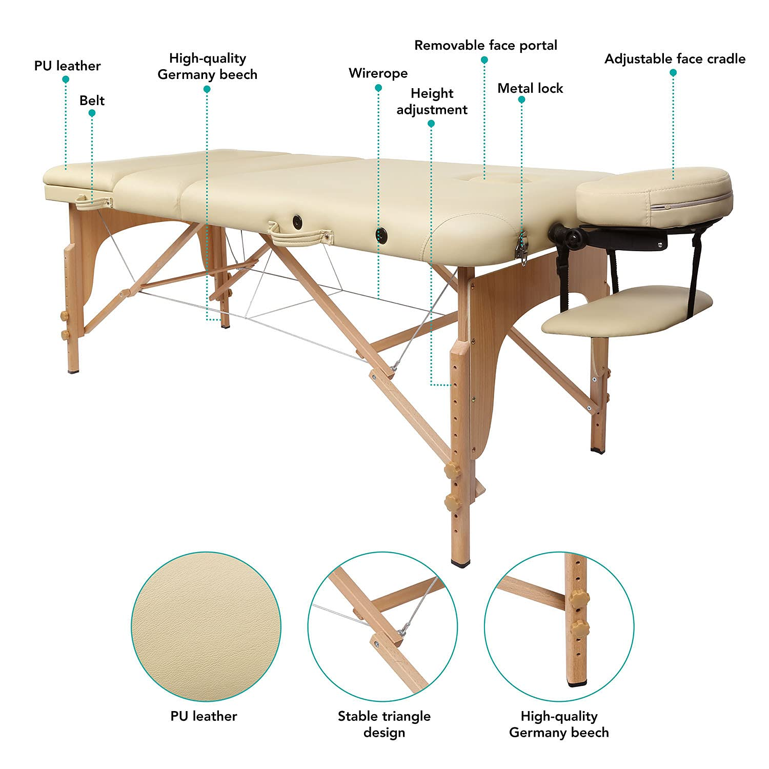 Load image into Gallery viewer, Massage Table Portable Massage Bed Lash Bed with Carrying Bag, Spa, Salon, Lash, Facial Bed Treatment Height Adjustable with Head- & Armrest 3-Fold (White)