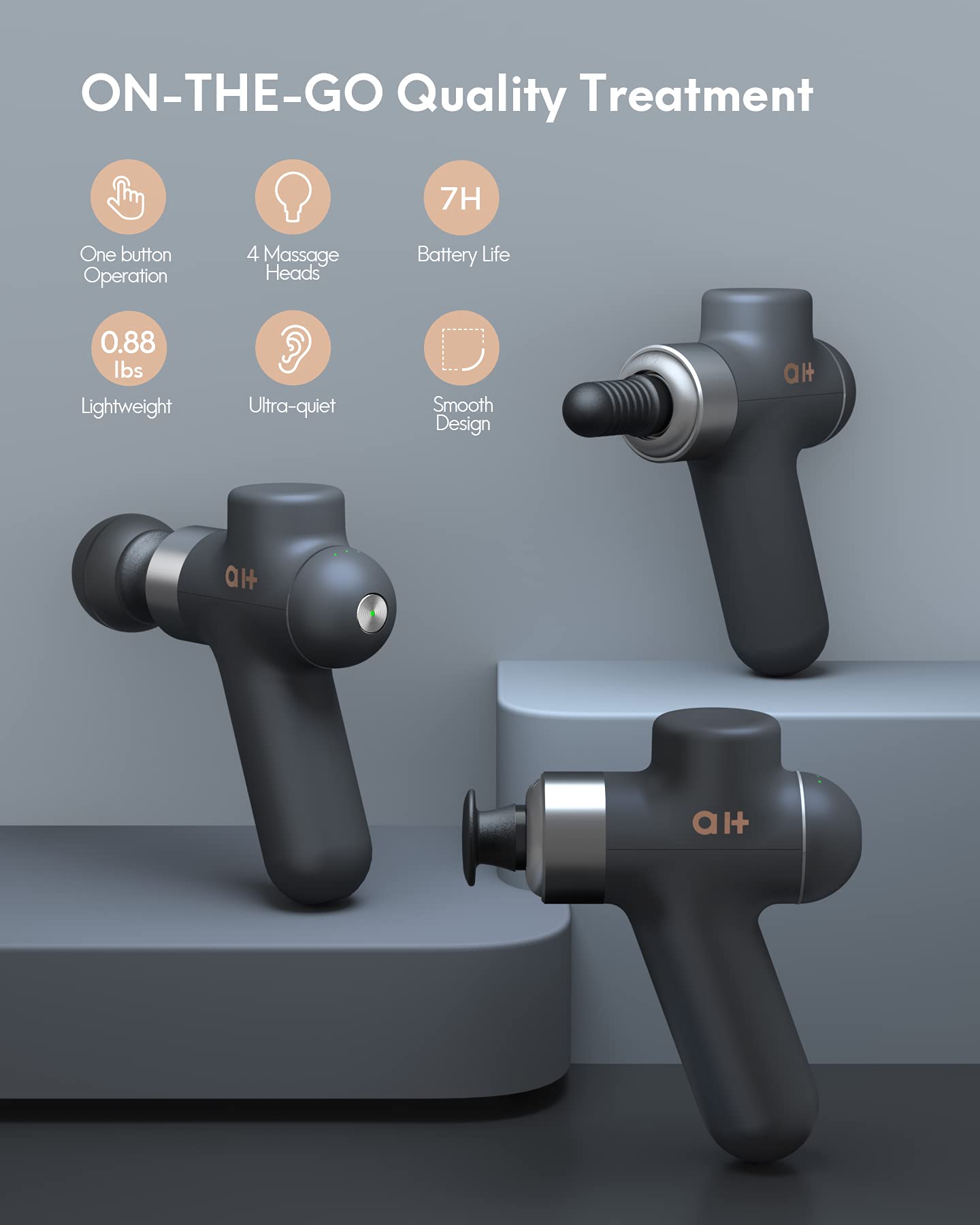 Load image into Gallery viewer, Mini Massage Gun, Portable Massager, Deep Tissue Percussion for Muscle Recovery and Pain Relief, 4 Attachment 4 Therapeutic Speed, Athletes Men & Women, with Waterproof Travel Bag