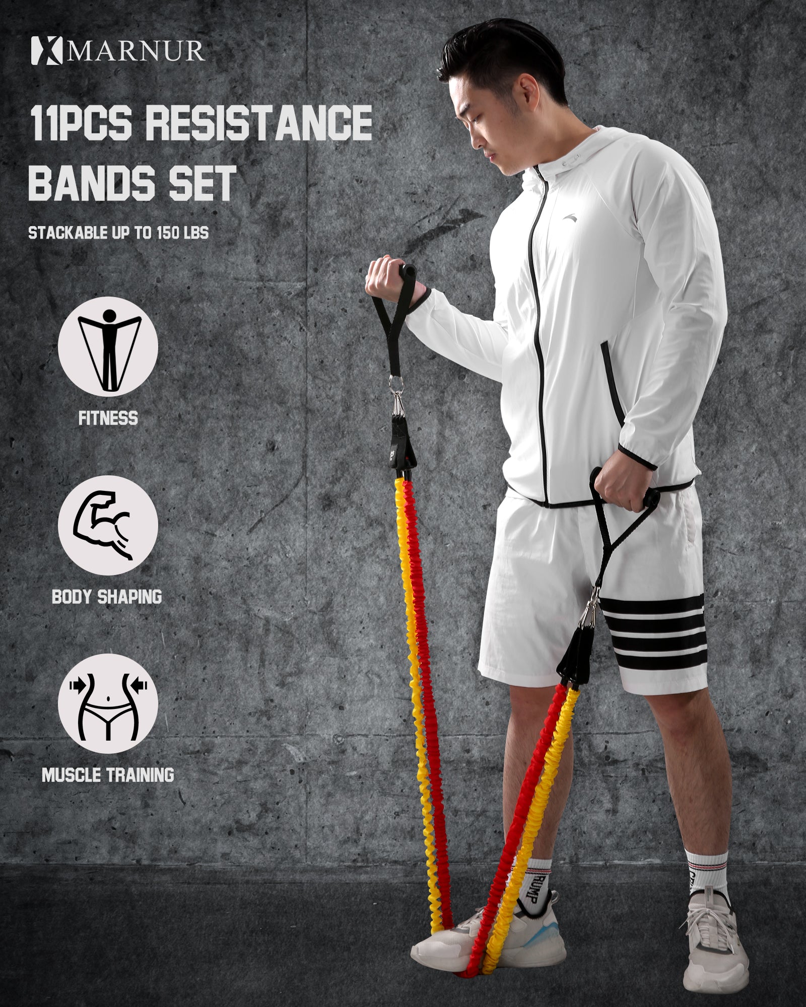 Load image into Gallery viewer, Resistance Bands Set Exercise Bands, Stackable up to 150 lbs Workout Tubes for Resistance Training, Fitness, Suspension, Speed Strength, Baseball Softball Training, Home Gym, Yoga, Indoor & Outdoor