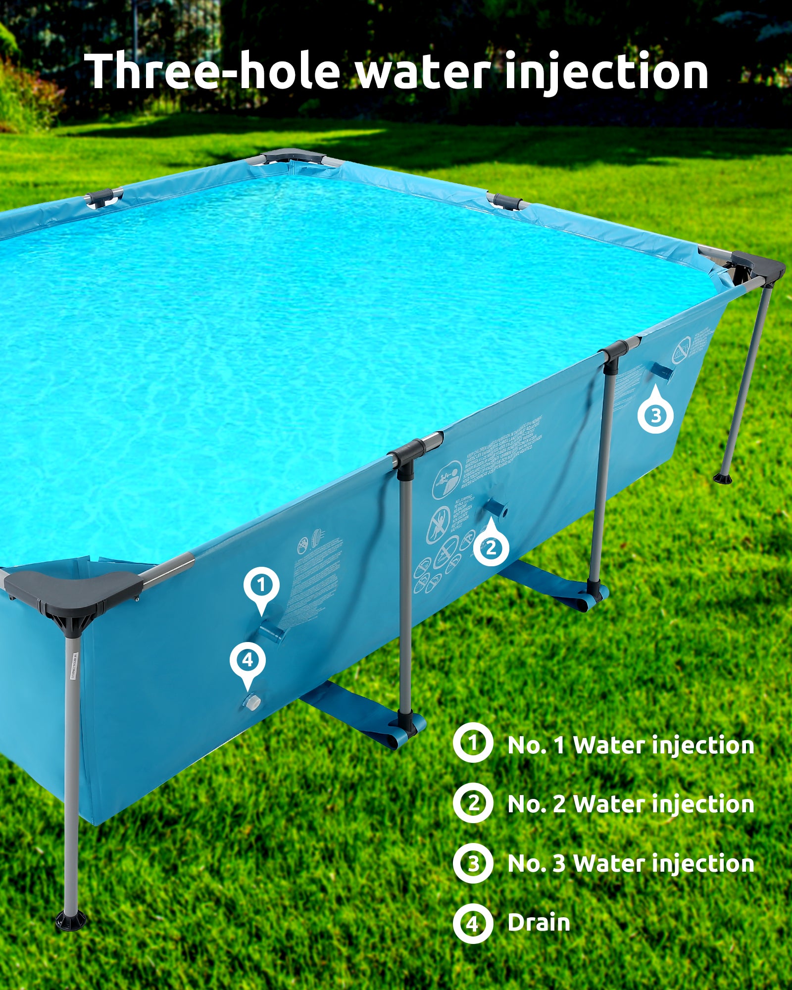 Load image into Gallery viewer, Swimming Pool Above Ground Swimming Pool Rectangle Swimming Pool with Metal Frame and Accessories 118x79x29.5 Inch for Child & Adult Backyard Lawn Bule