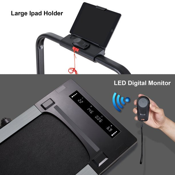 Load image into Gallery viewer, 2-in-1 Folding Electric Treadmill, Flat Under Desk Treadmill for Home/Office, Walking Running Machine with Remote Control, Installation-Free Space Saving