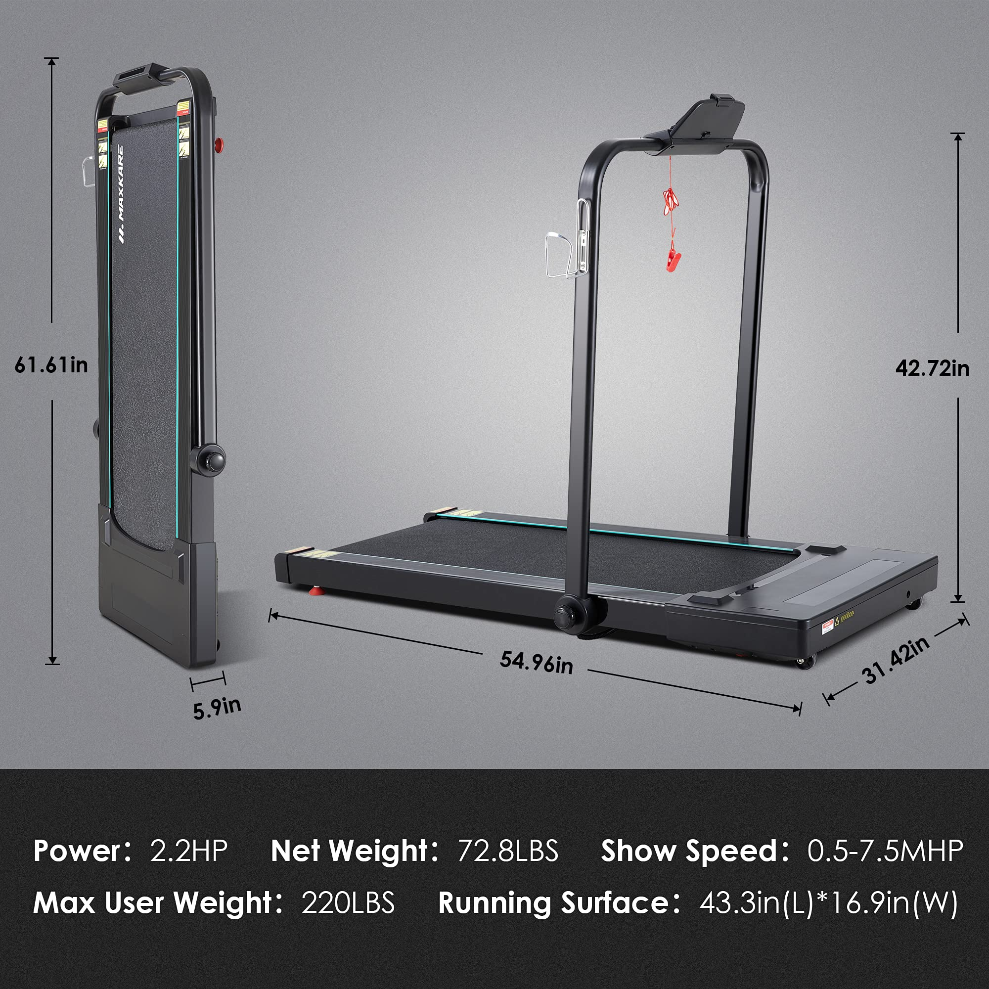 Load image into Gallery viewer, Under Desk Treadmill 17'' Treadmill Folding Electric Treadmill for Home/Office 2-in-1 Walking Running Machine with Remote Control Installation-Free Space Saving