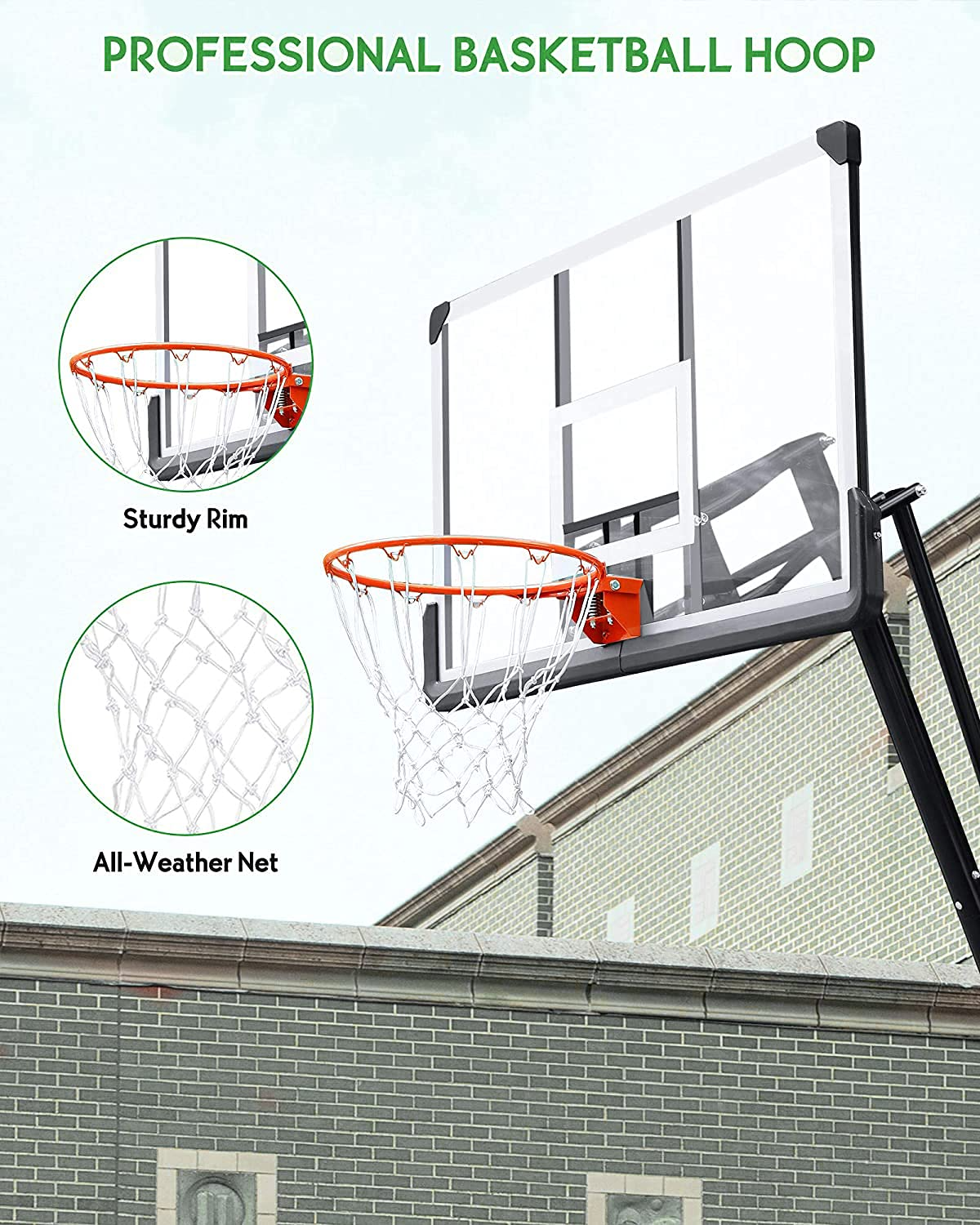Load image into Gallery viewer, Basketball Hoop Basketball Goal 54" Basketball Backboard 7.5ft-10ft Height Adjustable Portable Basketball System for Adult Youth Kids Indoor Outdoor Use