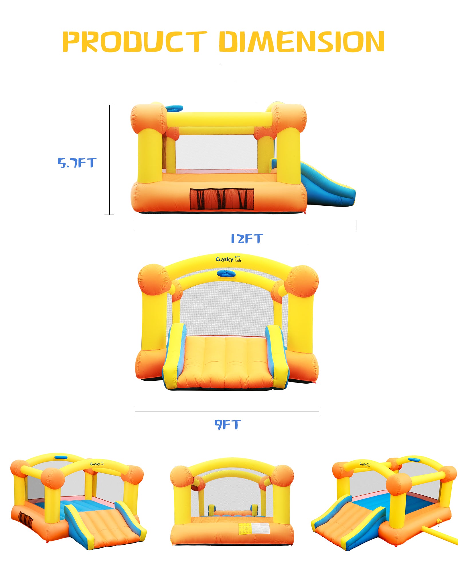 Load image into Gallery viewer, Bounce House Bouncy House Inflatable Bounce House Bouncing House 12x9x5.7FT Large Bouncing Area W Slide,Blower,Basketball Hoop, Repair Patches, Storage Bag for Ages 3-8 Years Kids Outdoor