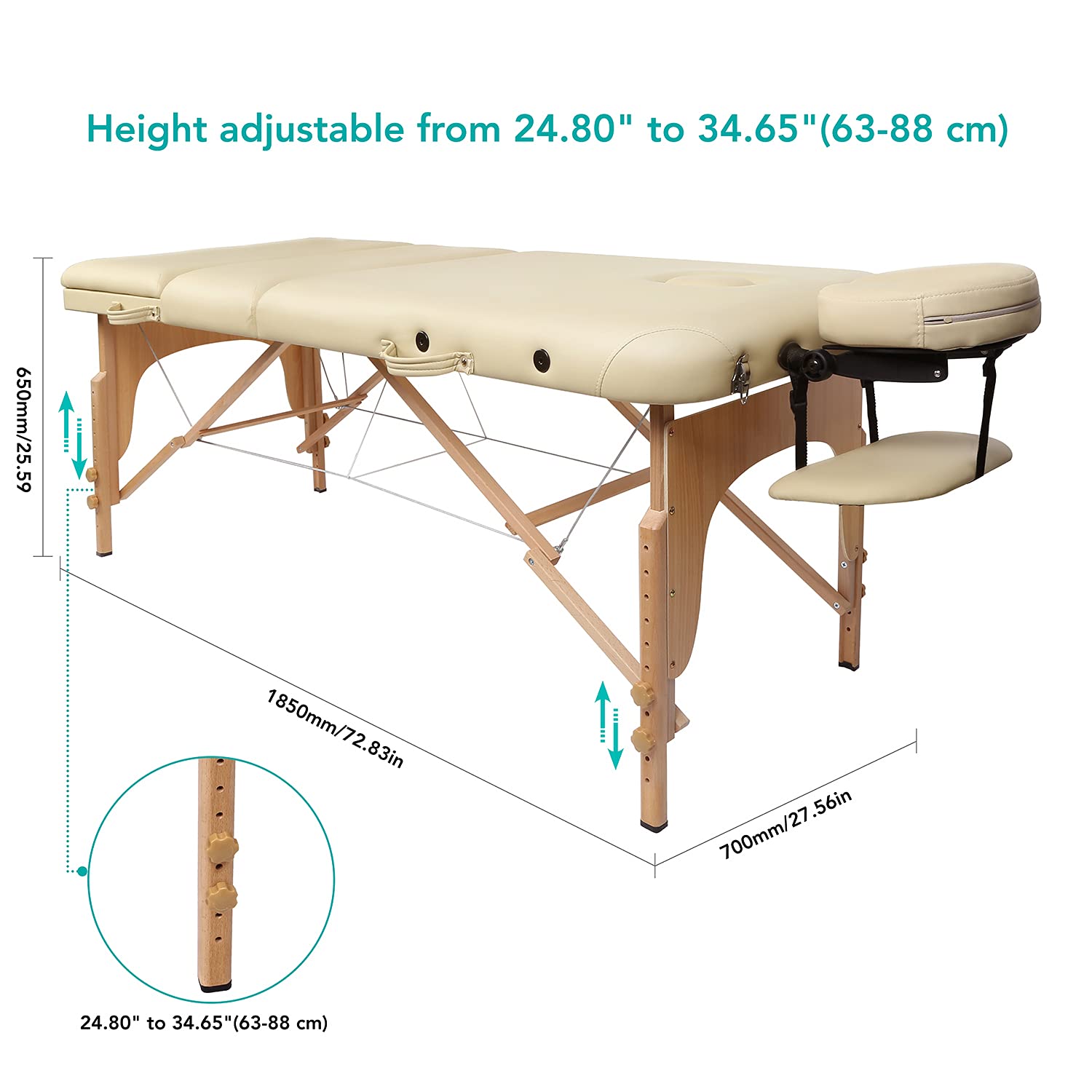 Load image into Gallery viewer, Massage Table Portable Massage Bed Lash Bed with Carrying Bag, Spa, Salon, Lash, Facial Bed Treatment Height Adjustable with Head- & Armrest 3-Fold (White)