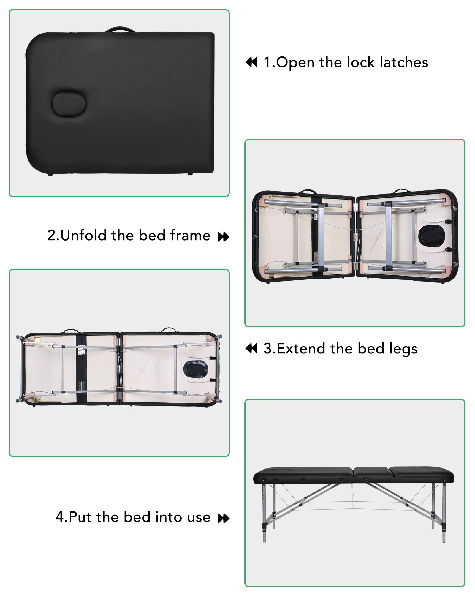 Load image into Gallery viewer, Massage Table Aluminum Foldable Massage Bed Ergonomically Height Adjustable with Carrying Bag Slowly Rebounding Foam Leather Cover for massage for Home Use