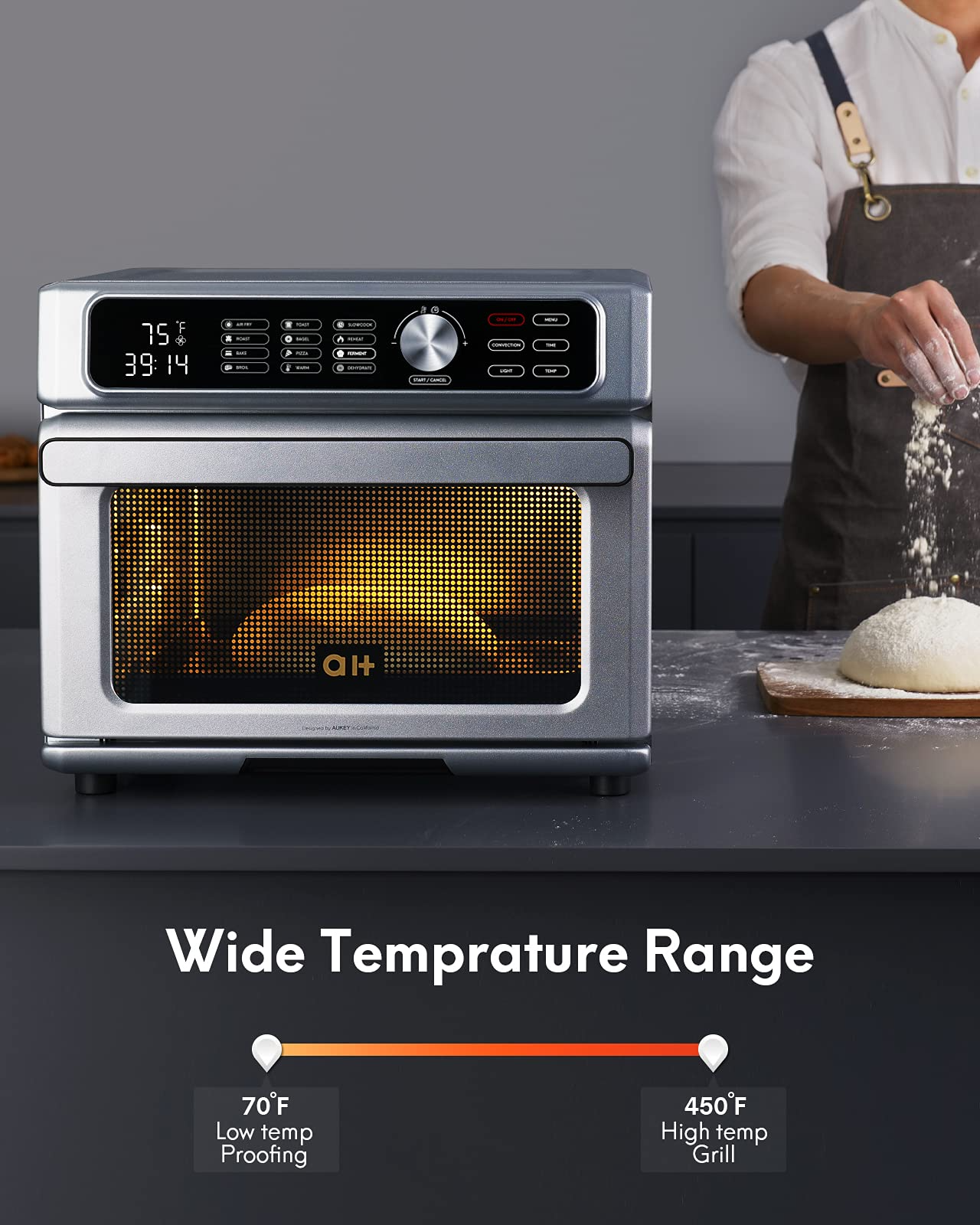 Load image into Gallery viewer, Toaster Oven 12-in-1 Air Fryer Combo, Digital Convection Oven And Dehydrator for Chicken,Pizza and Cookies, Large 24 QT Countertop Oven with 100 Online Recipes, Stainless Steel, 1700W