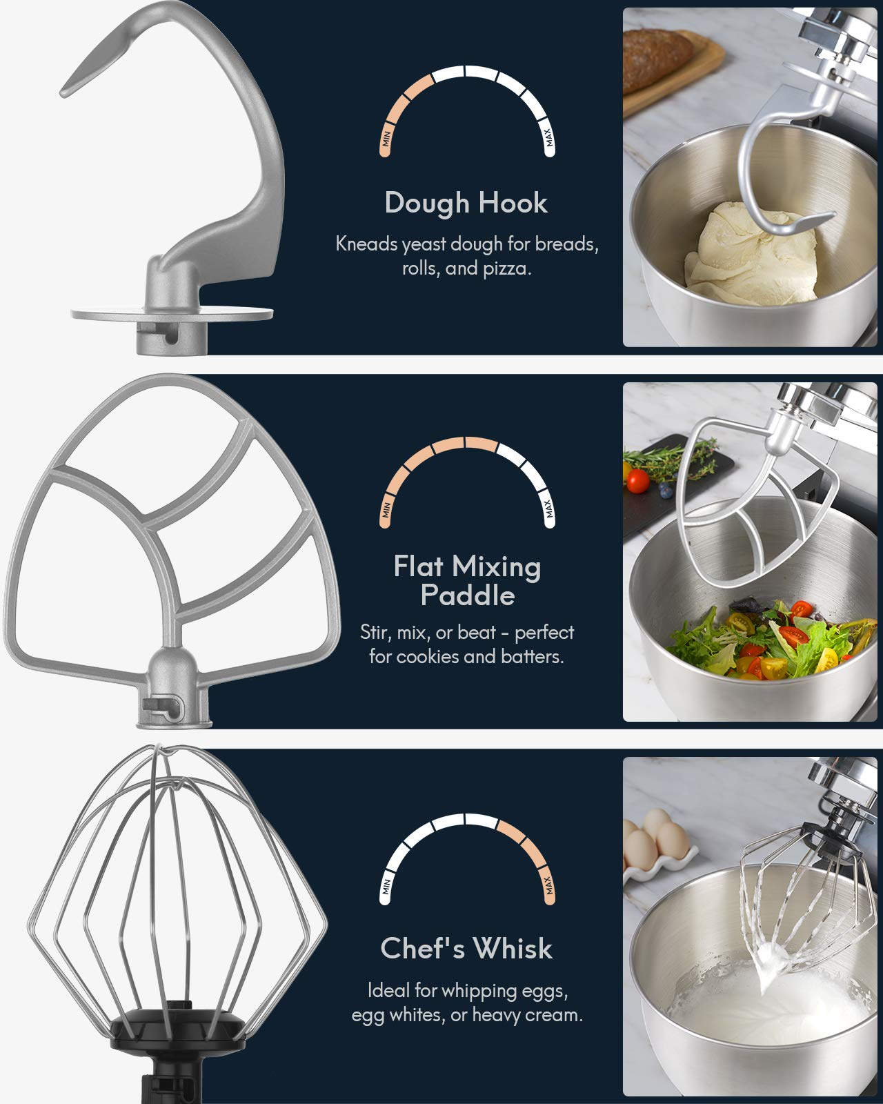 Load image into Gallery viewer, Stand Mixer 8+1-Speed Tilt-Head, 600W Kitchen Electric Mixer with 5QT Stainless Steel Bowl,Planetary Mixing System, Dough Hook, Flat Beater, Whisk, Splash Guard, Dishwasher Safe,Grey