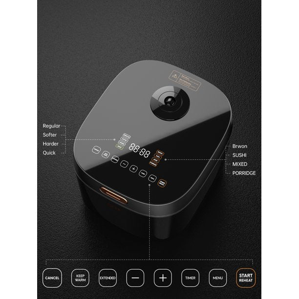Load image into Gallery viewer, Rice Cooker,Intelligent Digital Slow Cooker with 8 Preset Menus,24H Delay Timer and Auto Warmer,16Cup(cooked)/4L Stainless Black