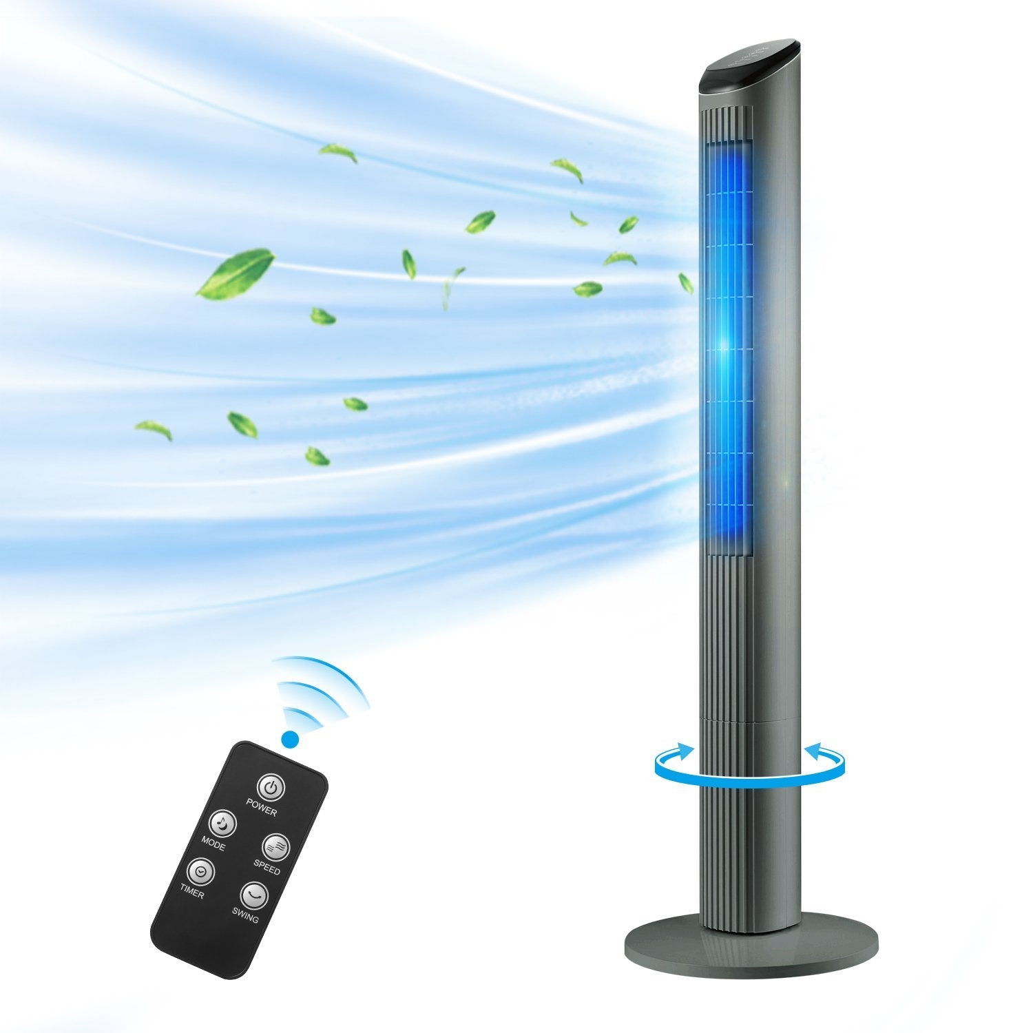 Load image into Gallery viewer, 48 Inch Tower Oscillating Fan with Remote Grey - NAIPO